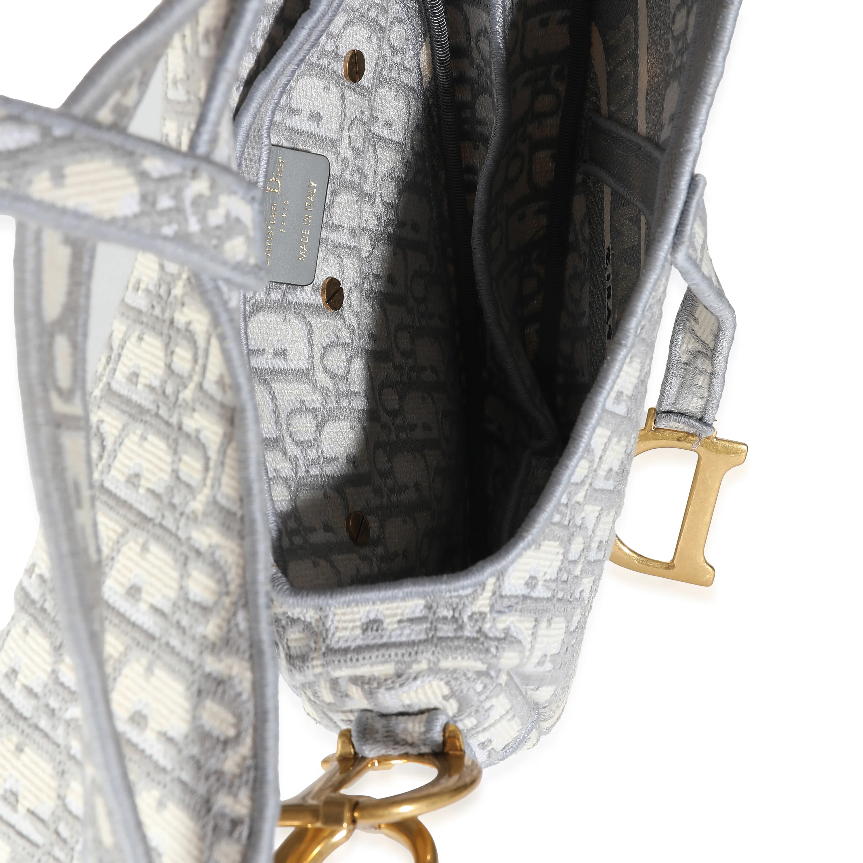 Grey Oblique Canvas Medium Saddle Bag - Image 7