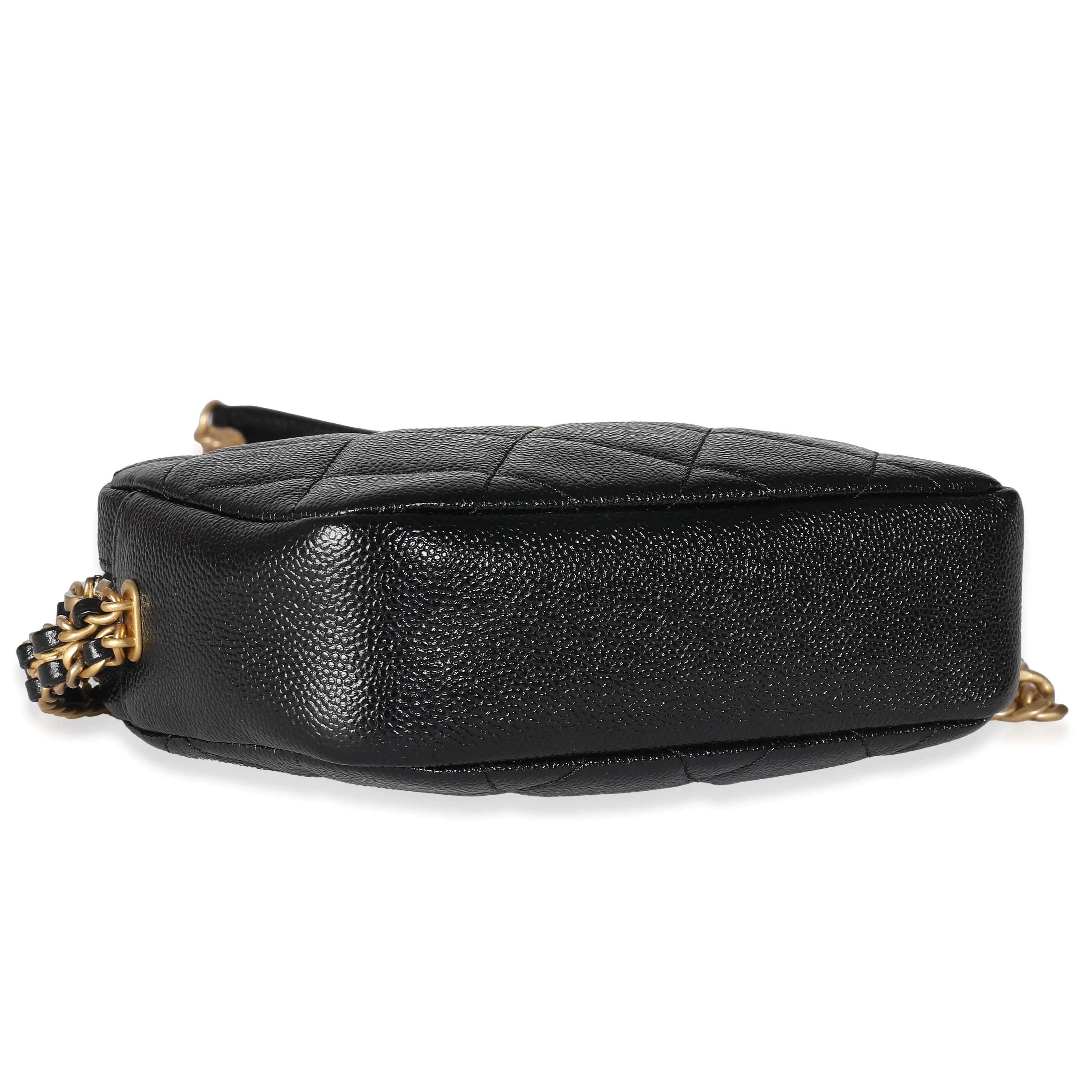 22P Black Quilted Caviar Small Camera Case - Image 6