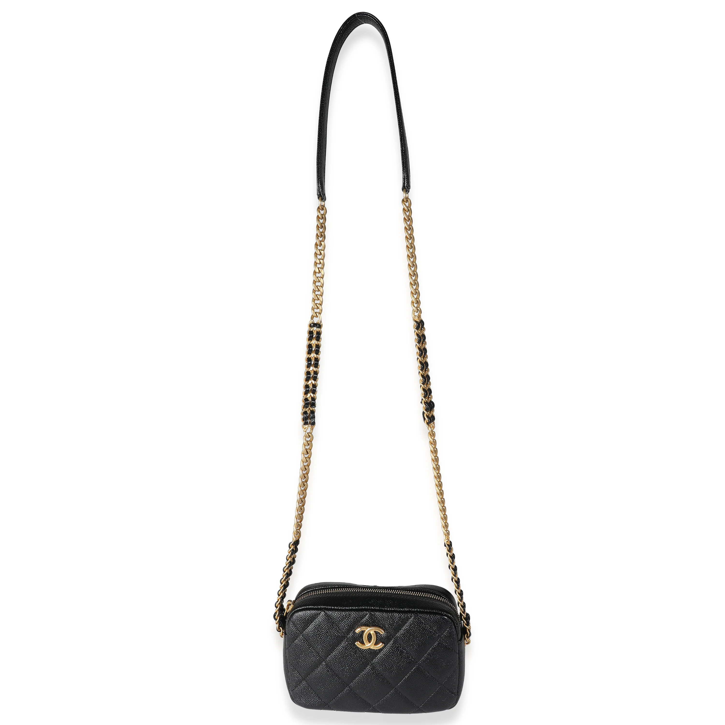 22P Black Quilted Caviar Small Camera Case - Image 8