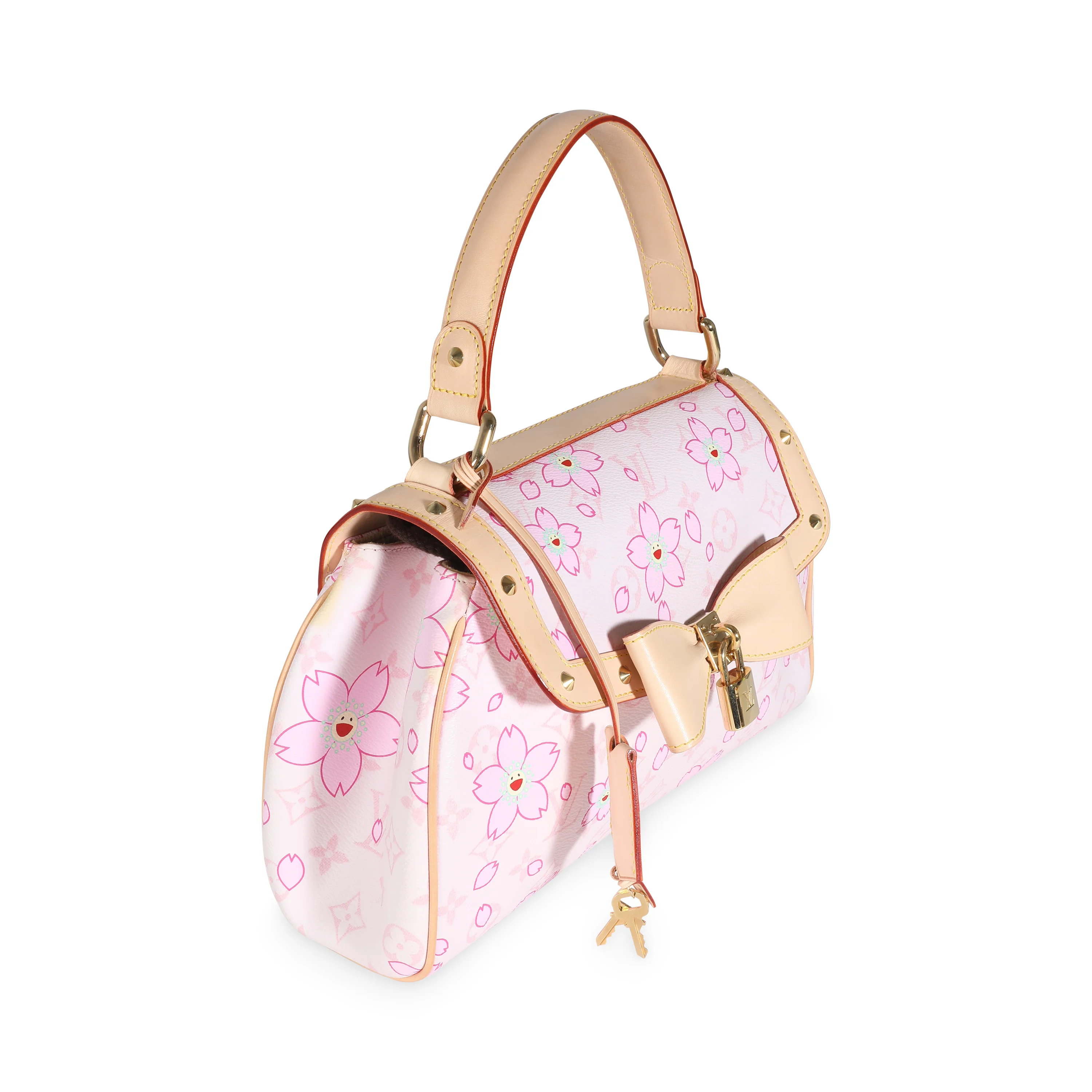 Pink Cherry Blossom Monogram Canvas Sac Retro Bag - Image 3
