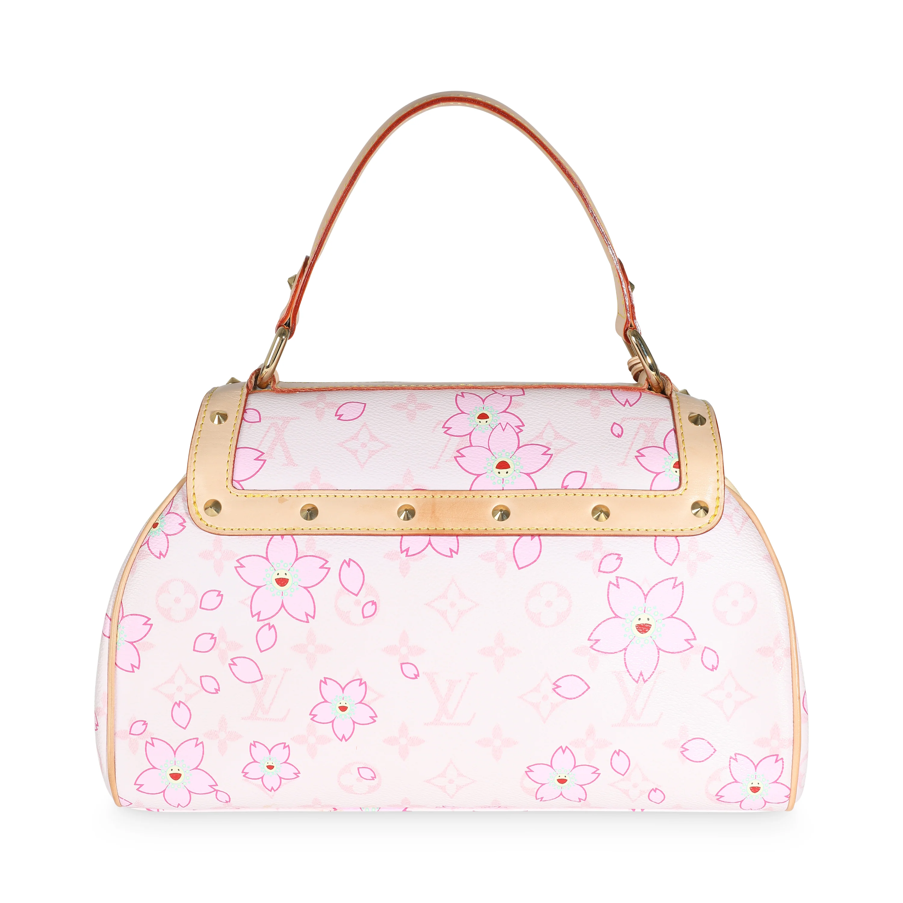 Pink Cherry Blossom Monogram Canvas Sac Retro Bag - Image 4