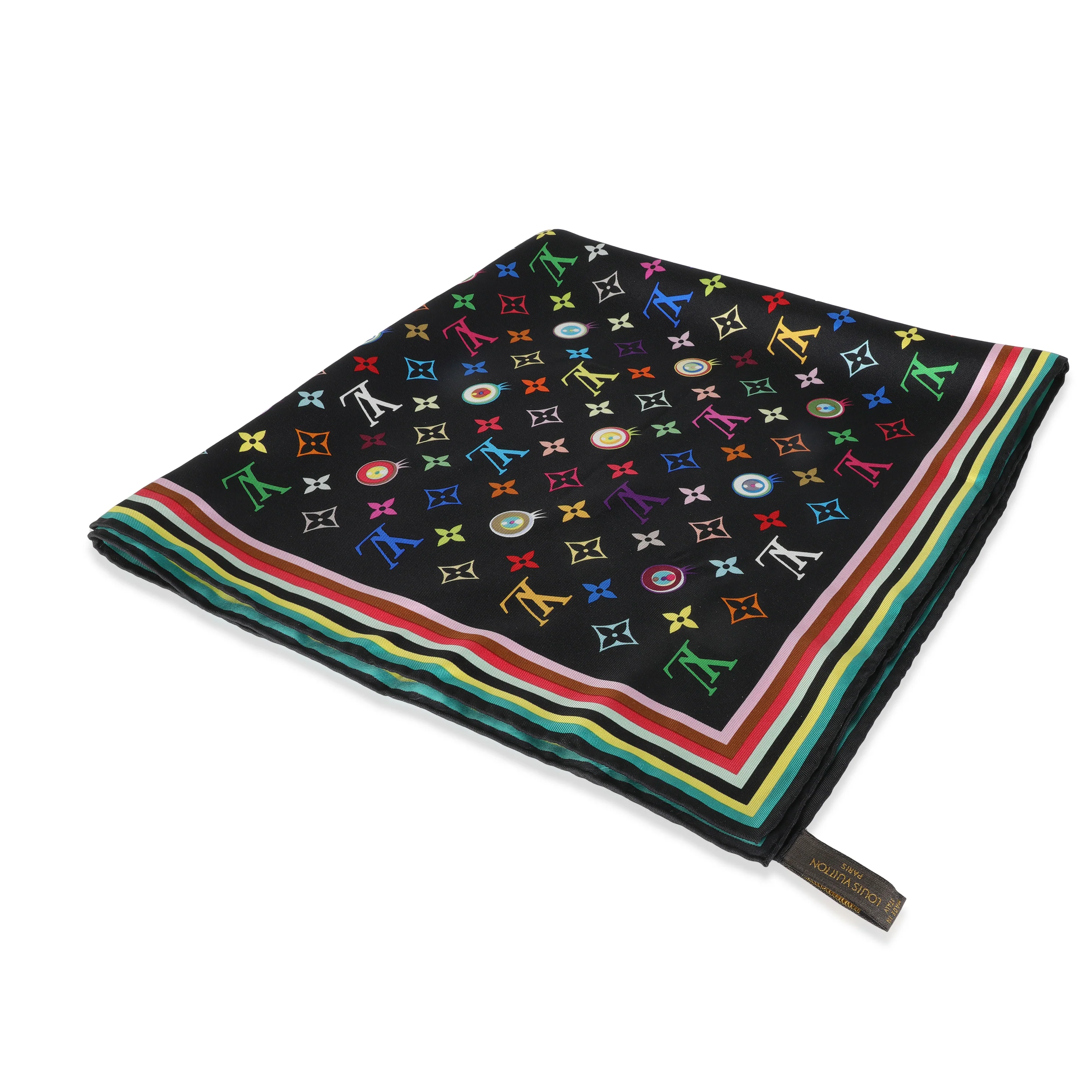 Black Multicolor Silk Murakami Eye Love Scarf - Image 5