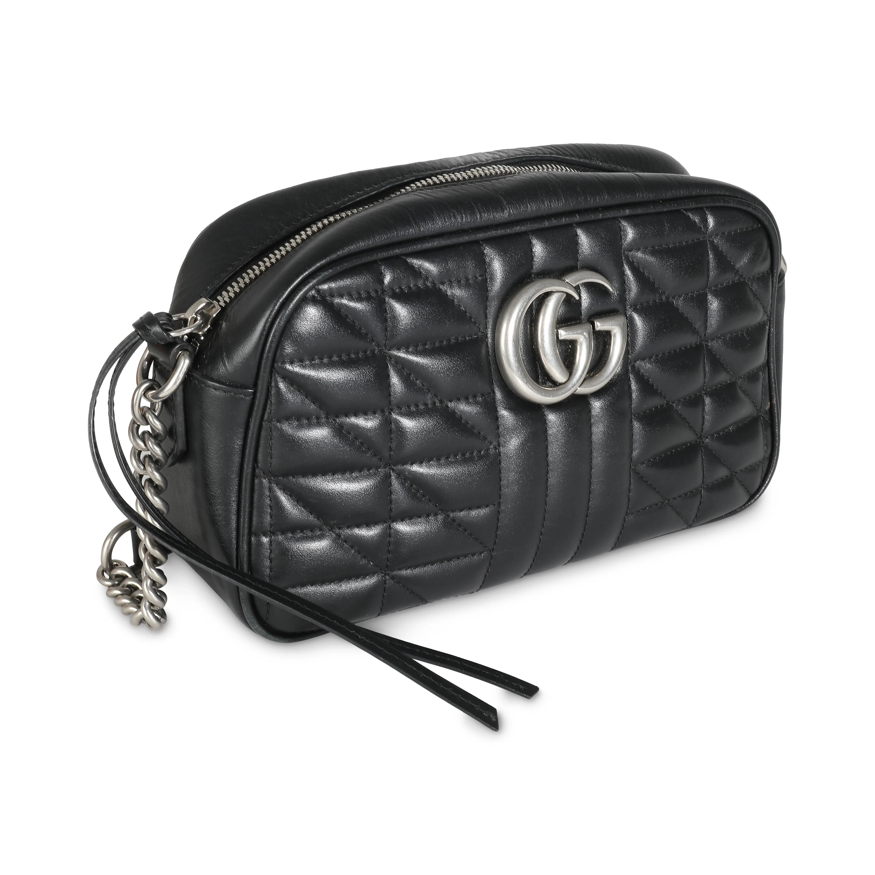 Black Matelasse Calfskin Aria Small GG Marmont Shoulder Bag - Image 3