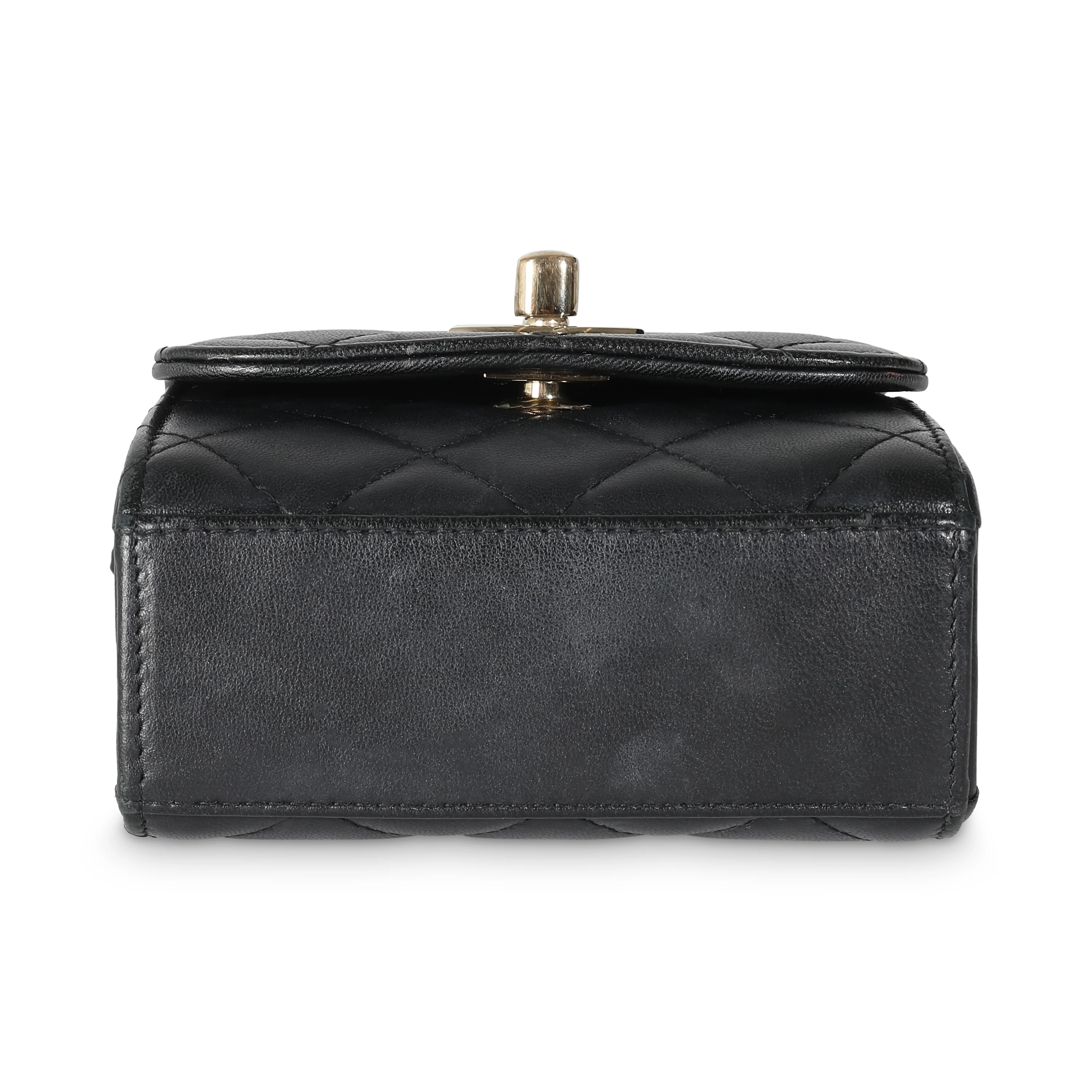 Black Quilted Lambskin Trendy CC Clutch With Chain - Image 5