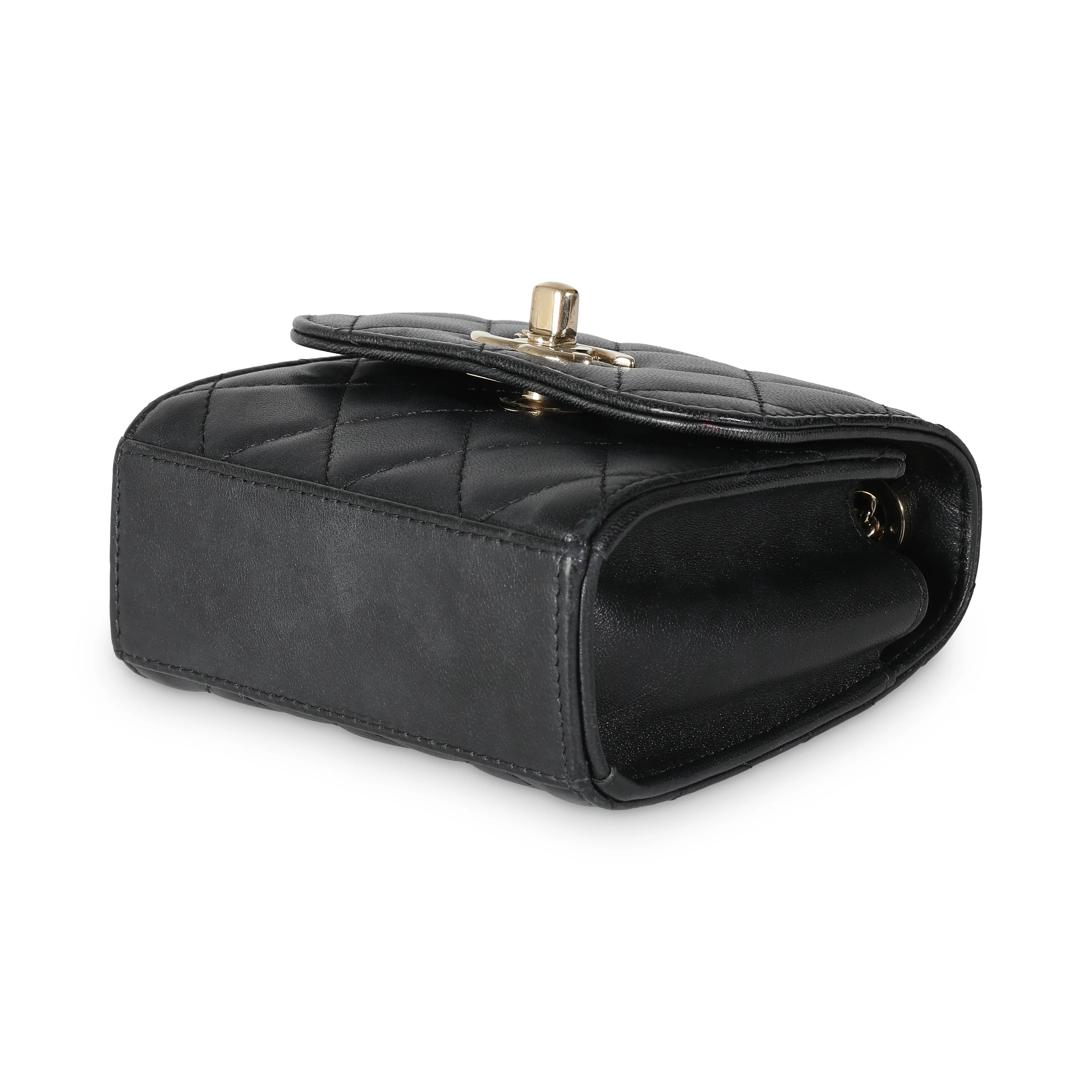 Black Quilted Lambskin Trendy CC Clutch With Chain - Image 7
