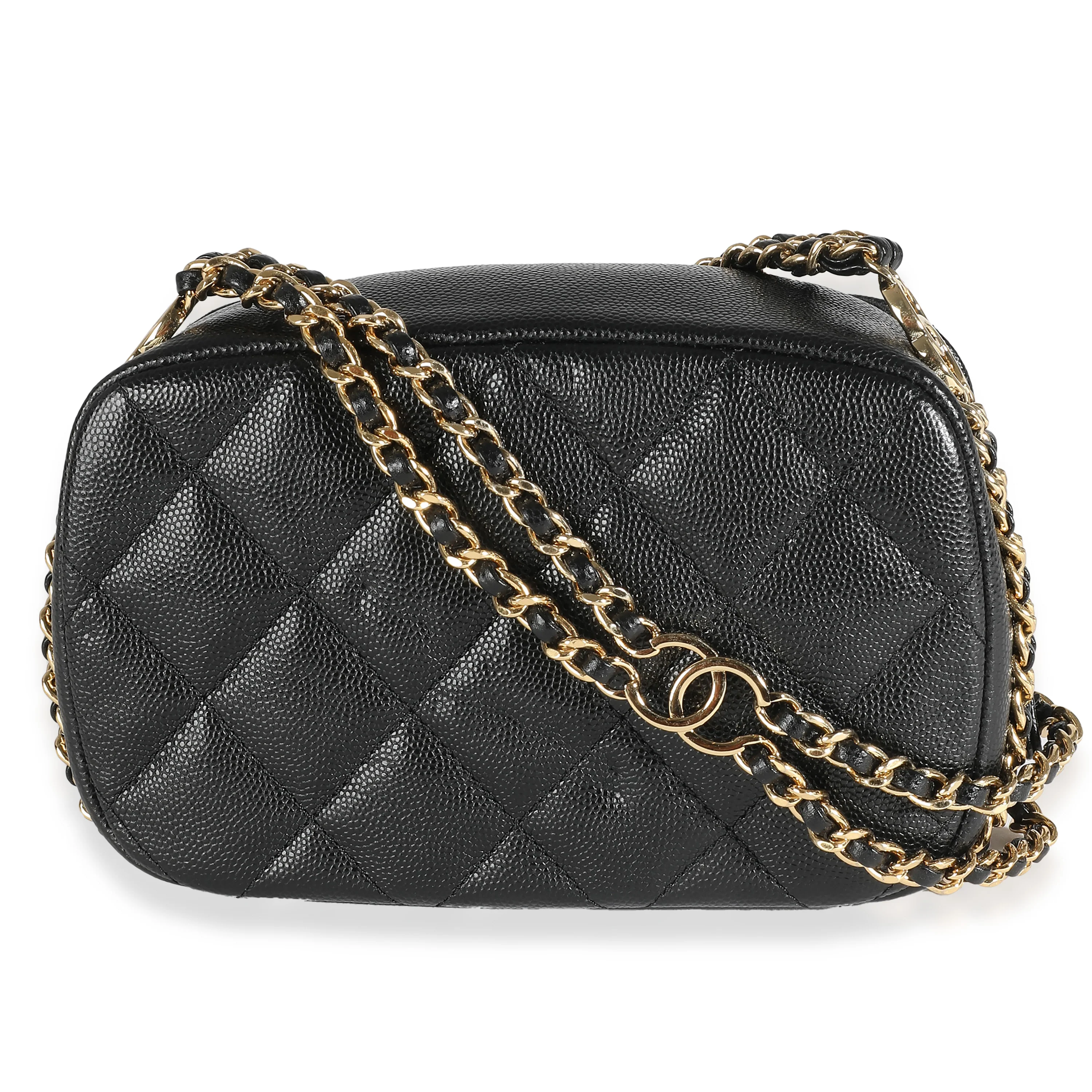 23C Black Quilted Caviar Chain Melody Camera Case - Image 4