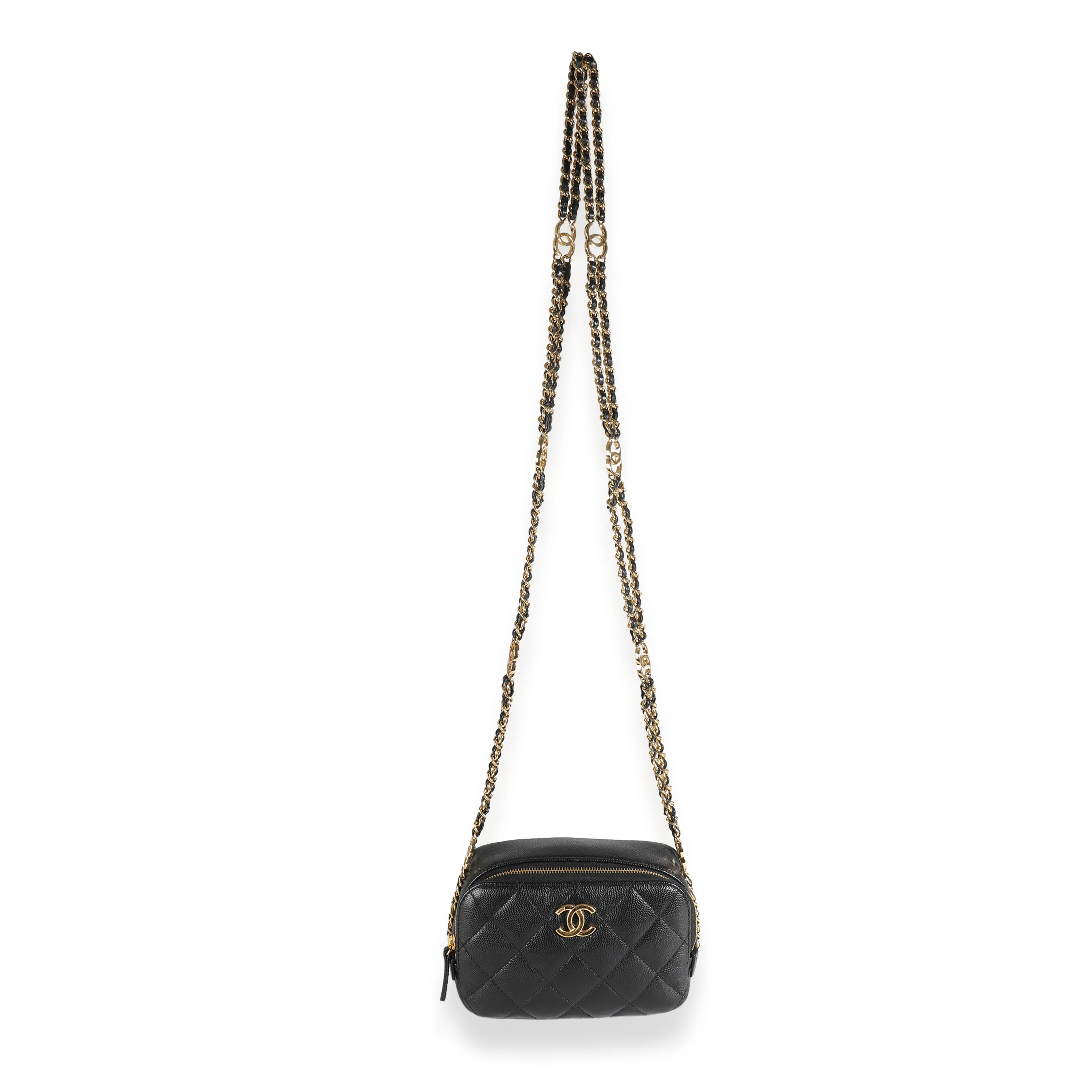 23C Black Quilted Caviar Chain Melody Camera Case - Image 8