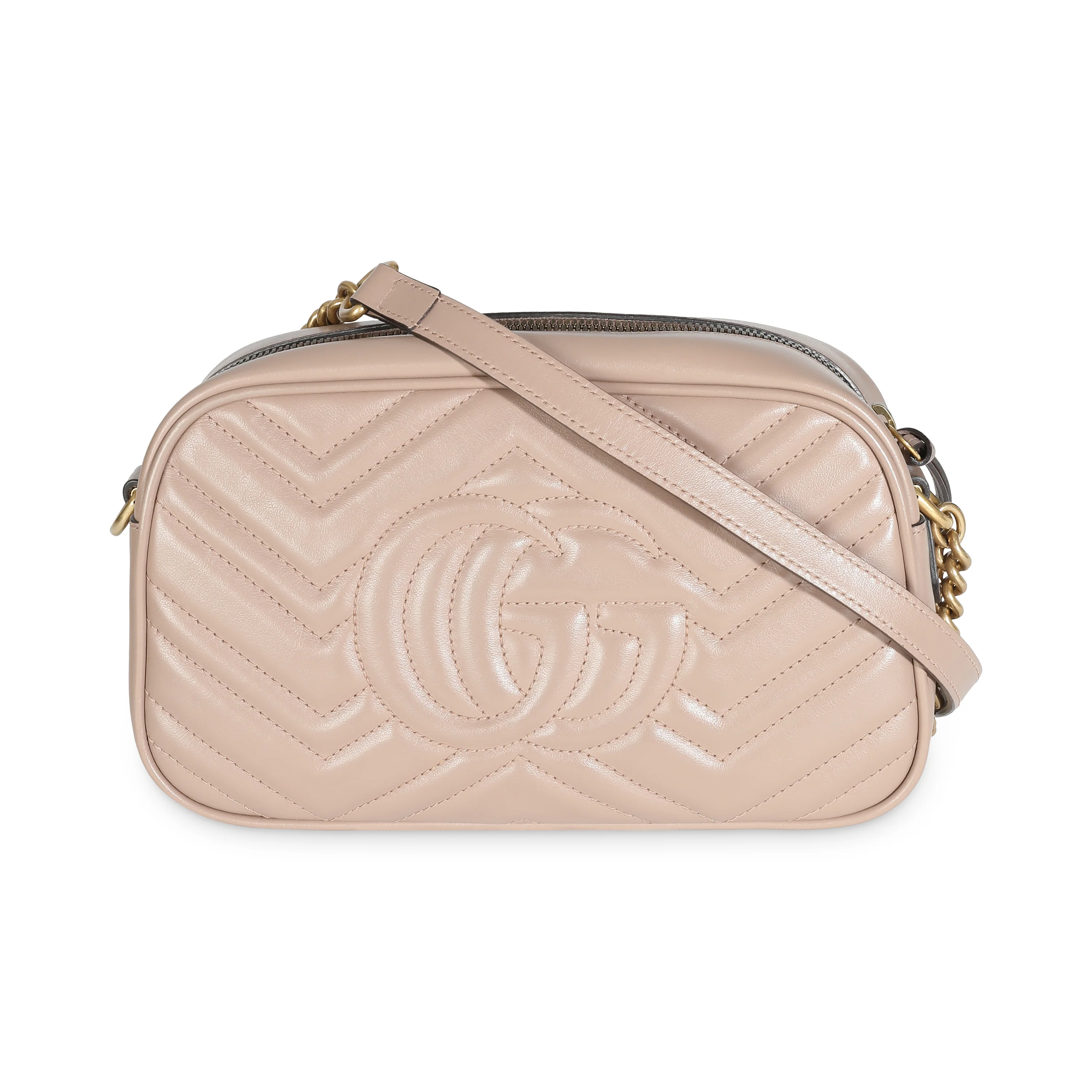 Porcelain Rose Matelasse Calfskin Small GG Marmont Shoulder Bag - Image 4