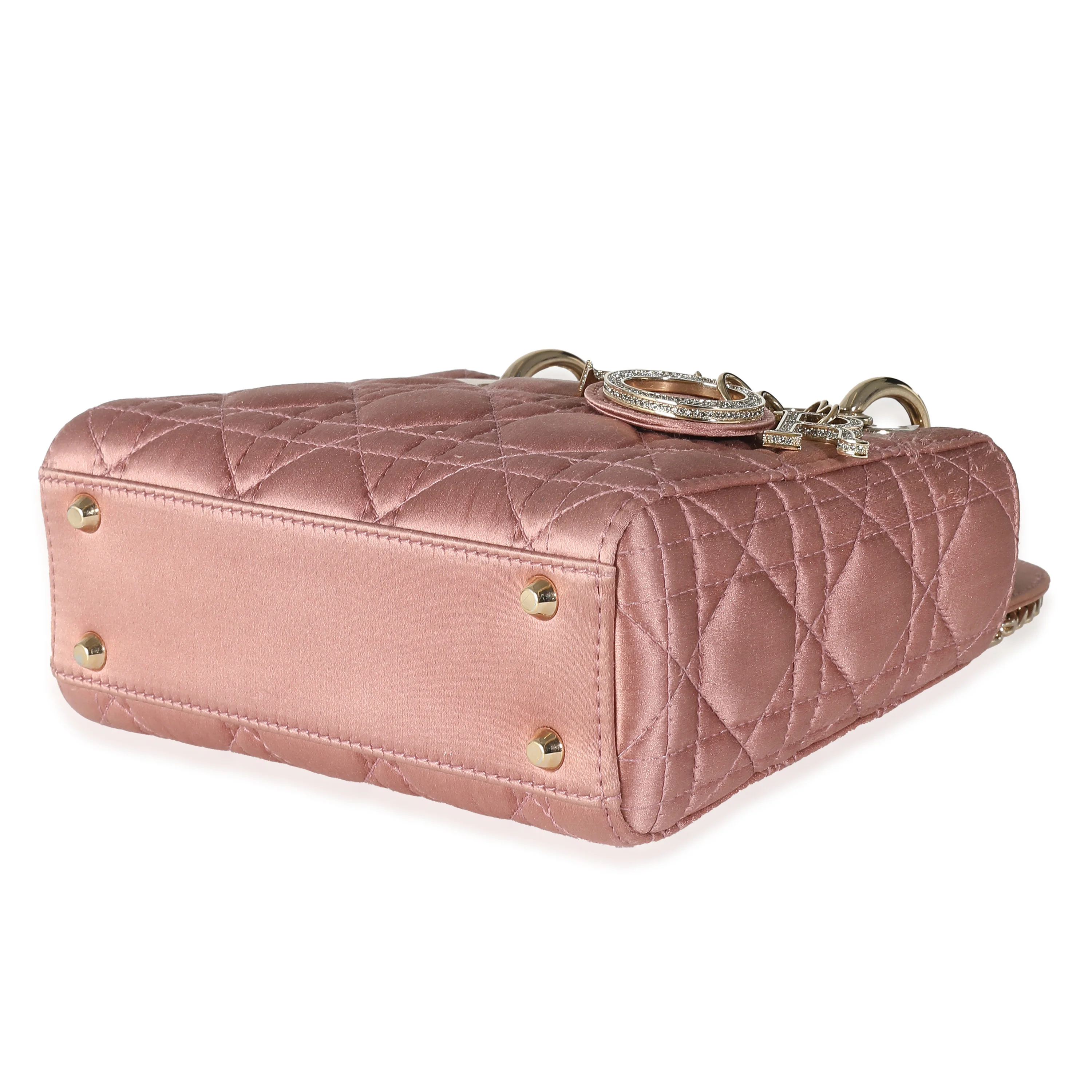 Dusty Rose Satin Cannage Crystal Mini Lady Dior - Image 7
