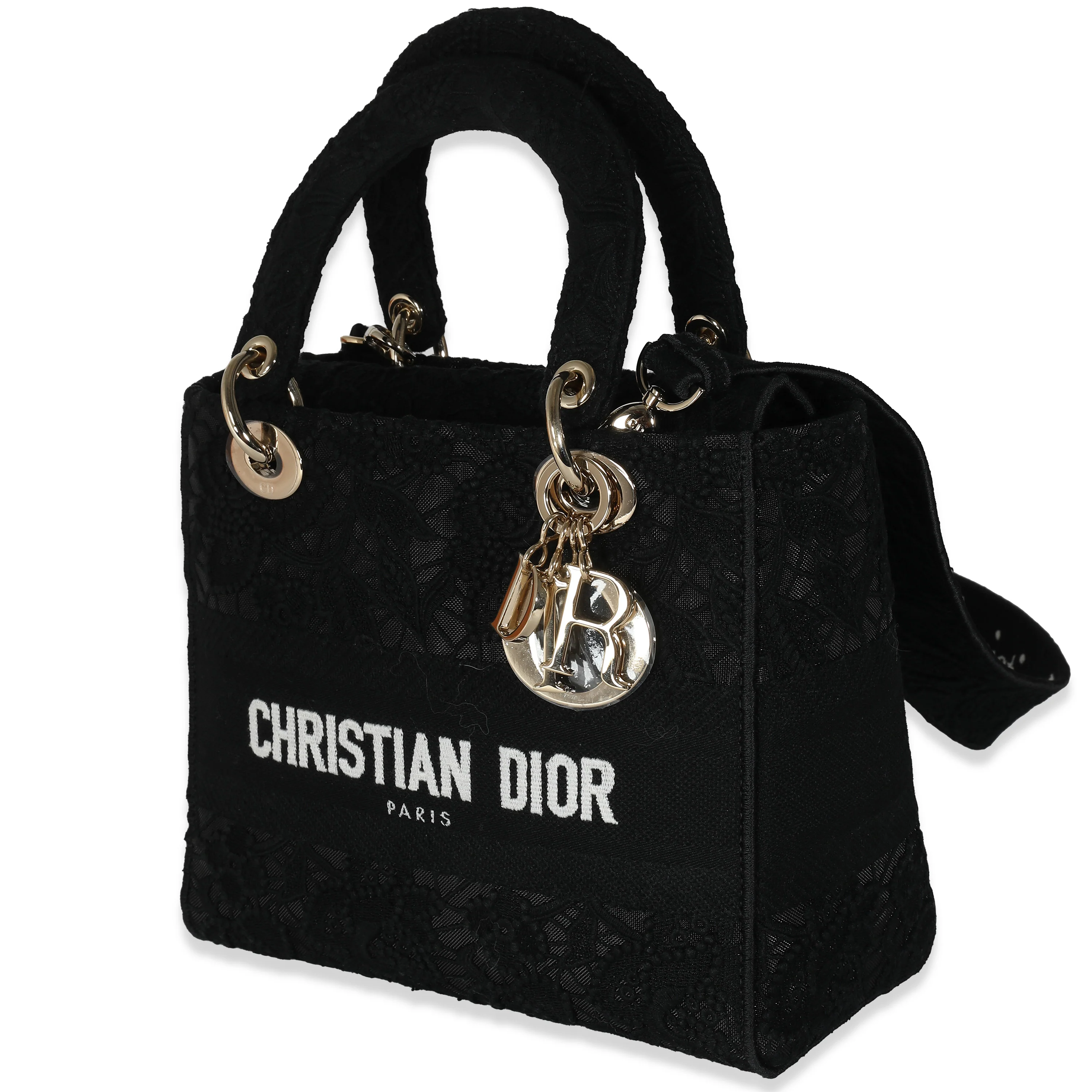Black Macramé Medium Lady D-Lite Bag - Image 2