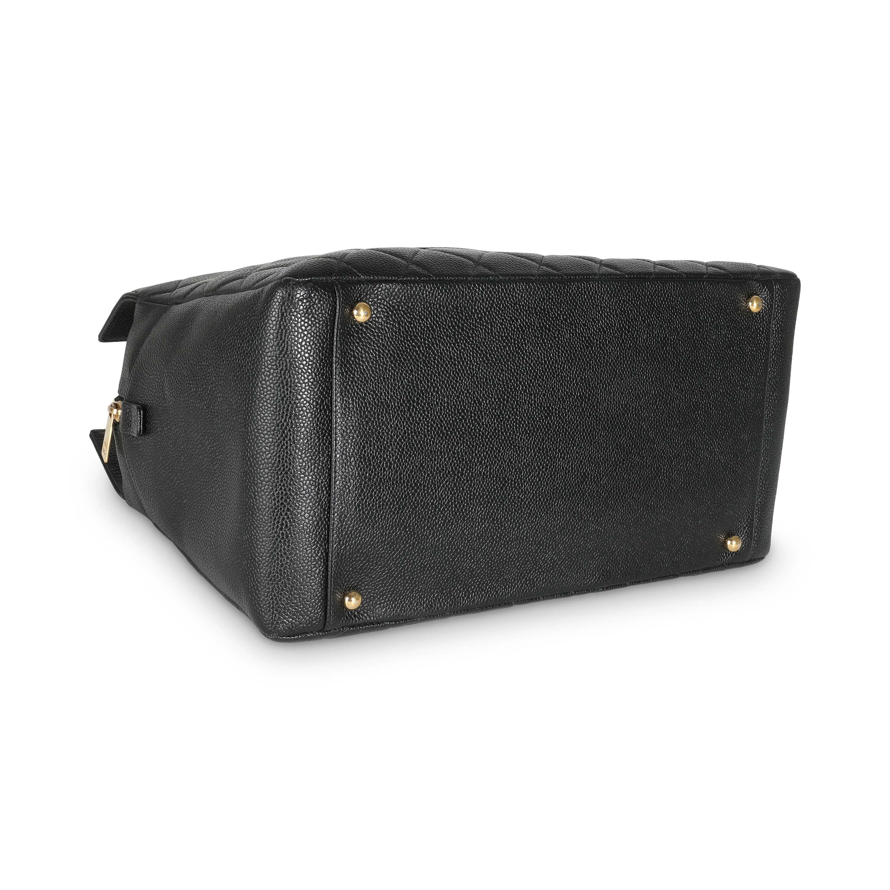 Black Quilted Caviar Grand Shopper Tote - Image 7