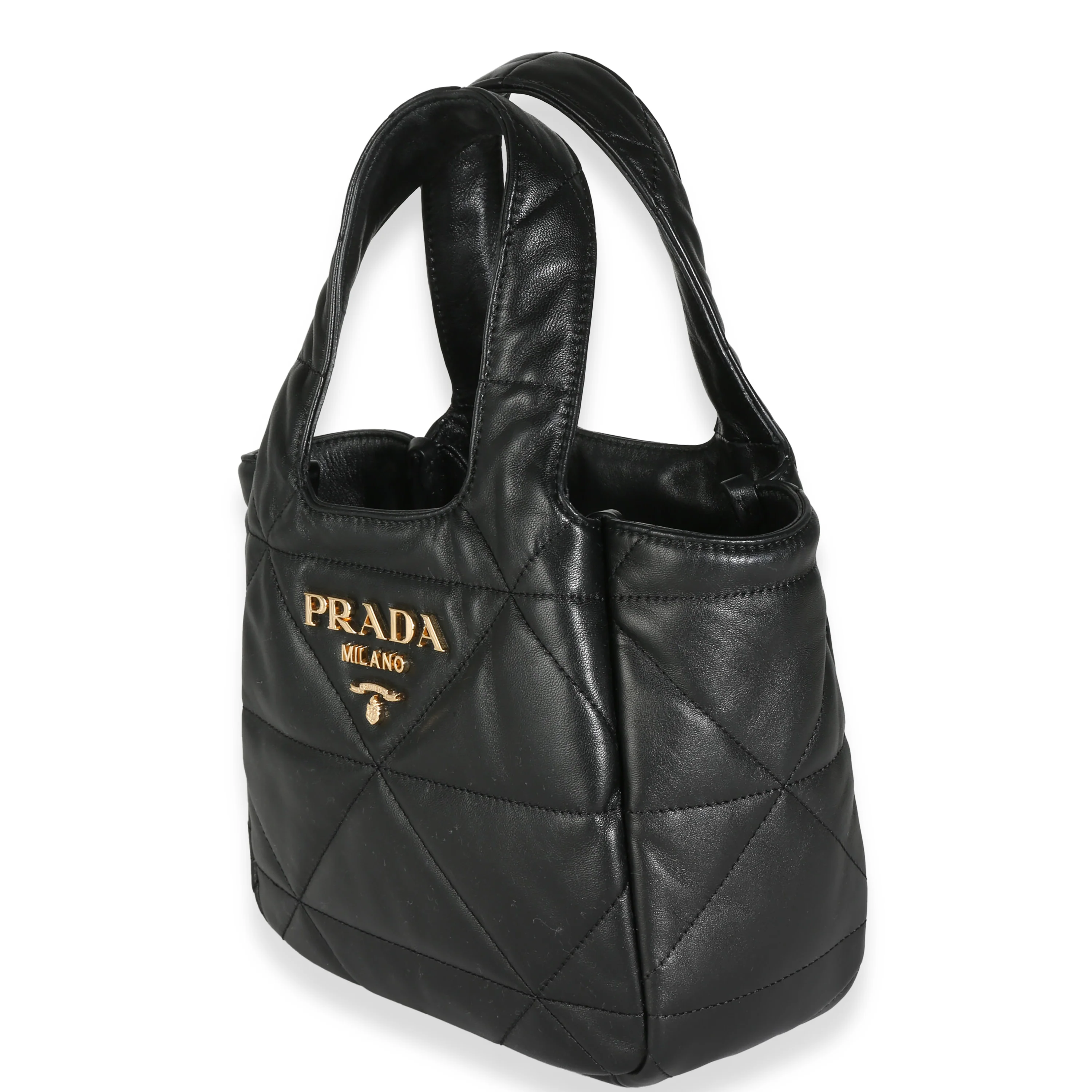 Black Triangle Quilted Nappa Small Tote - Image 2
