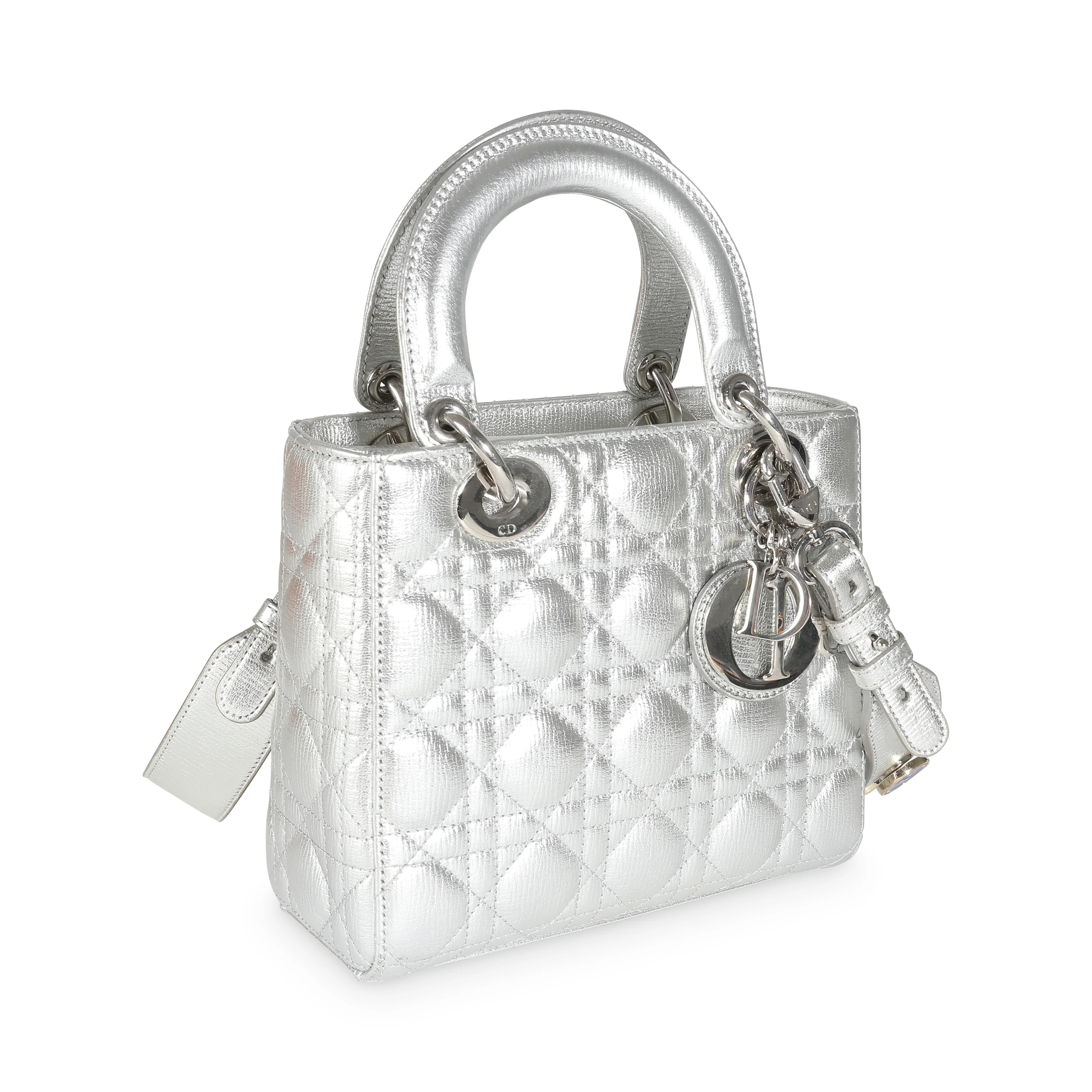 Silver Metallic Grained Calfskin Cannage My ABCDior Lady Dior - Image 3