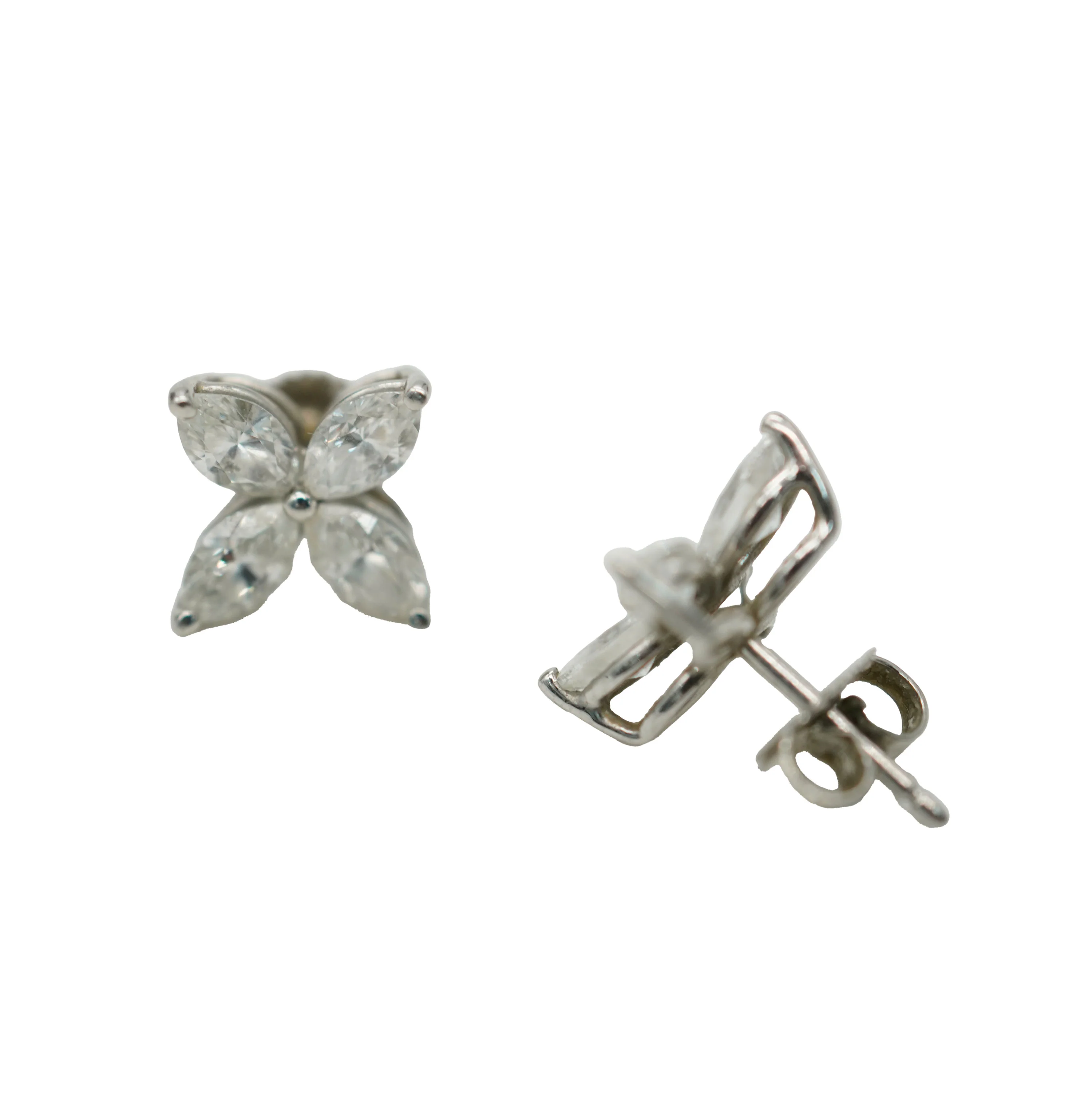 Victoria Earrings in  Platinum 1.84 CTW, Large Model - Image 2