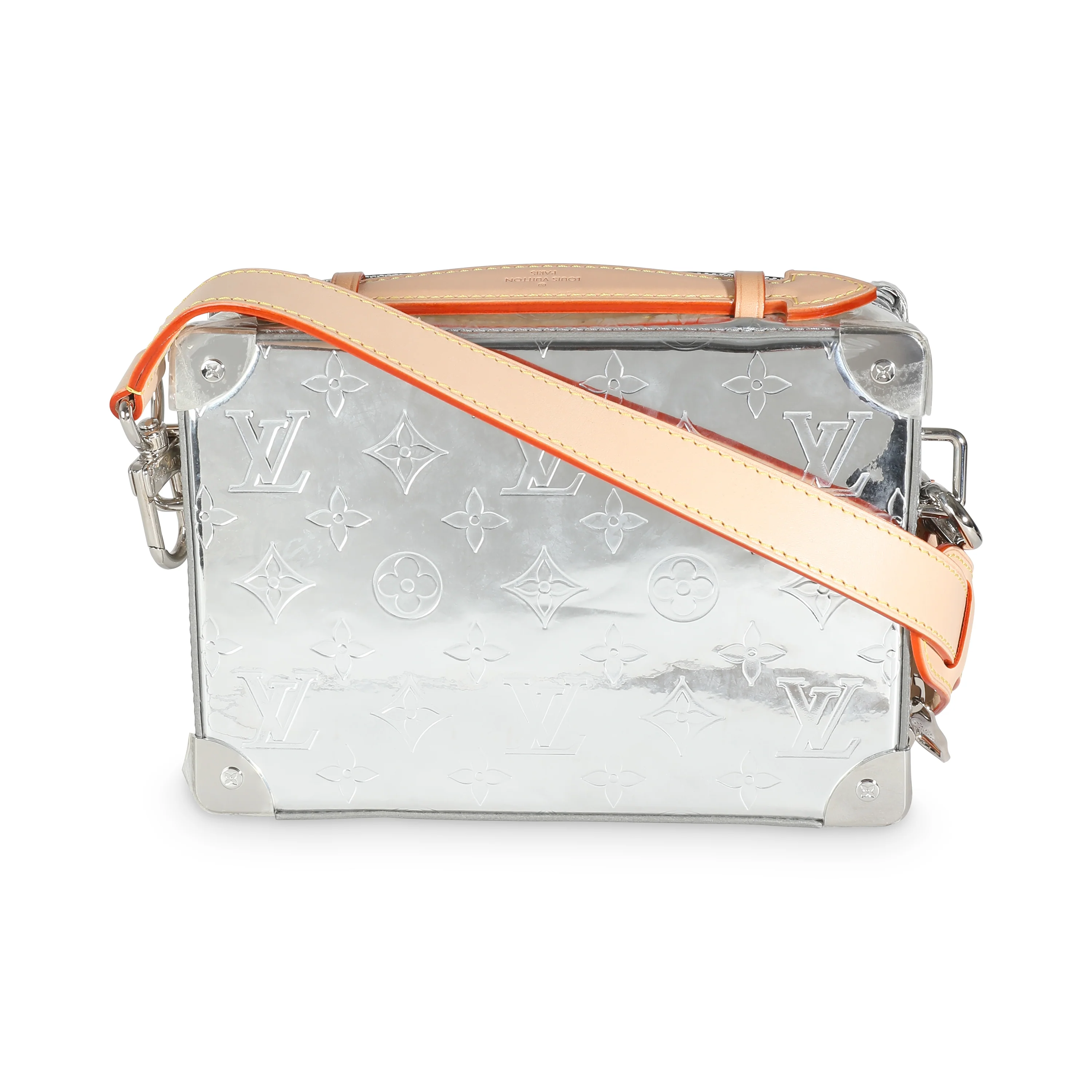 Silver Monogram Mirror Vinyl Handle Trunk - Image 4