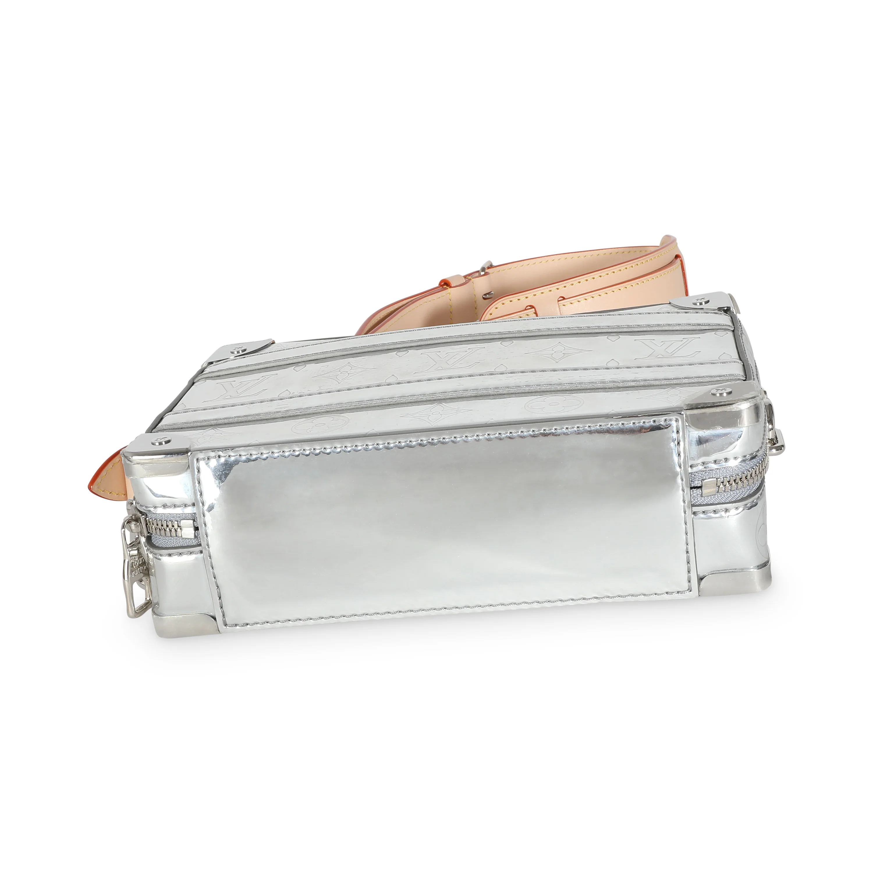 Silver Monogram Mirror Vinyl Handle Trunk - Image 5