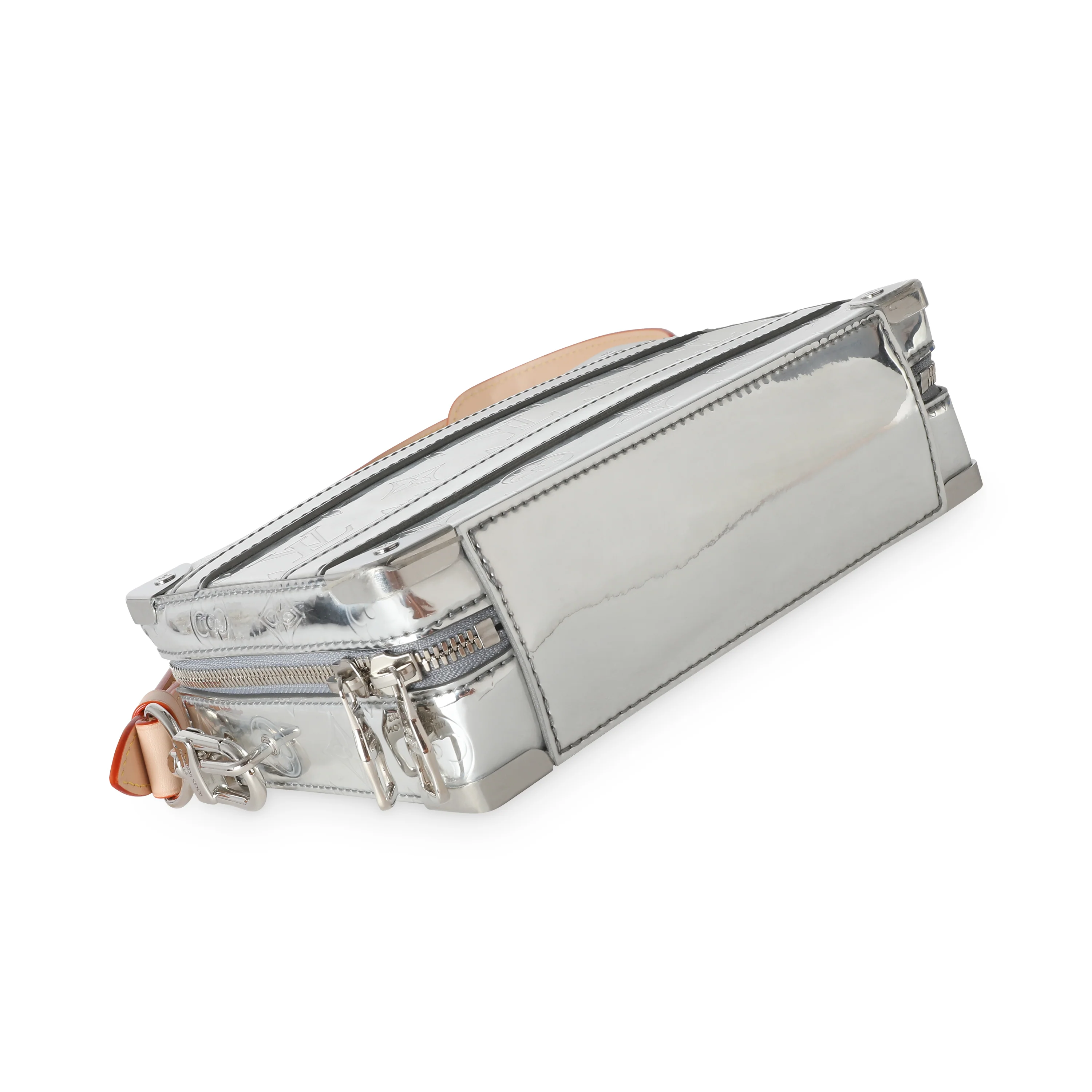 Silver Monogram Mirror Vinyl Handle Trunk - Image 6