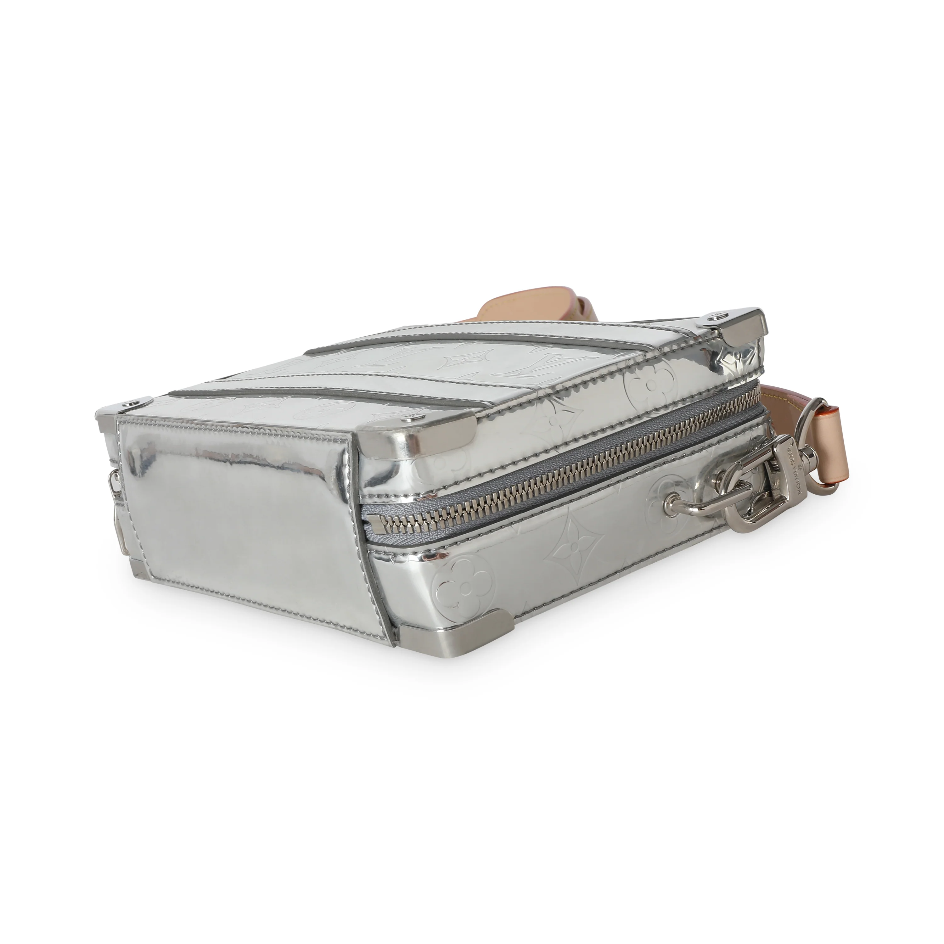 Silver Monogram Mirror Vinyl Handle Trunk - Image 7