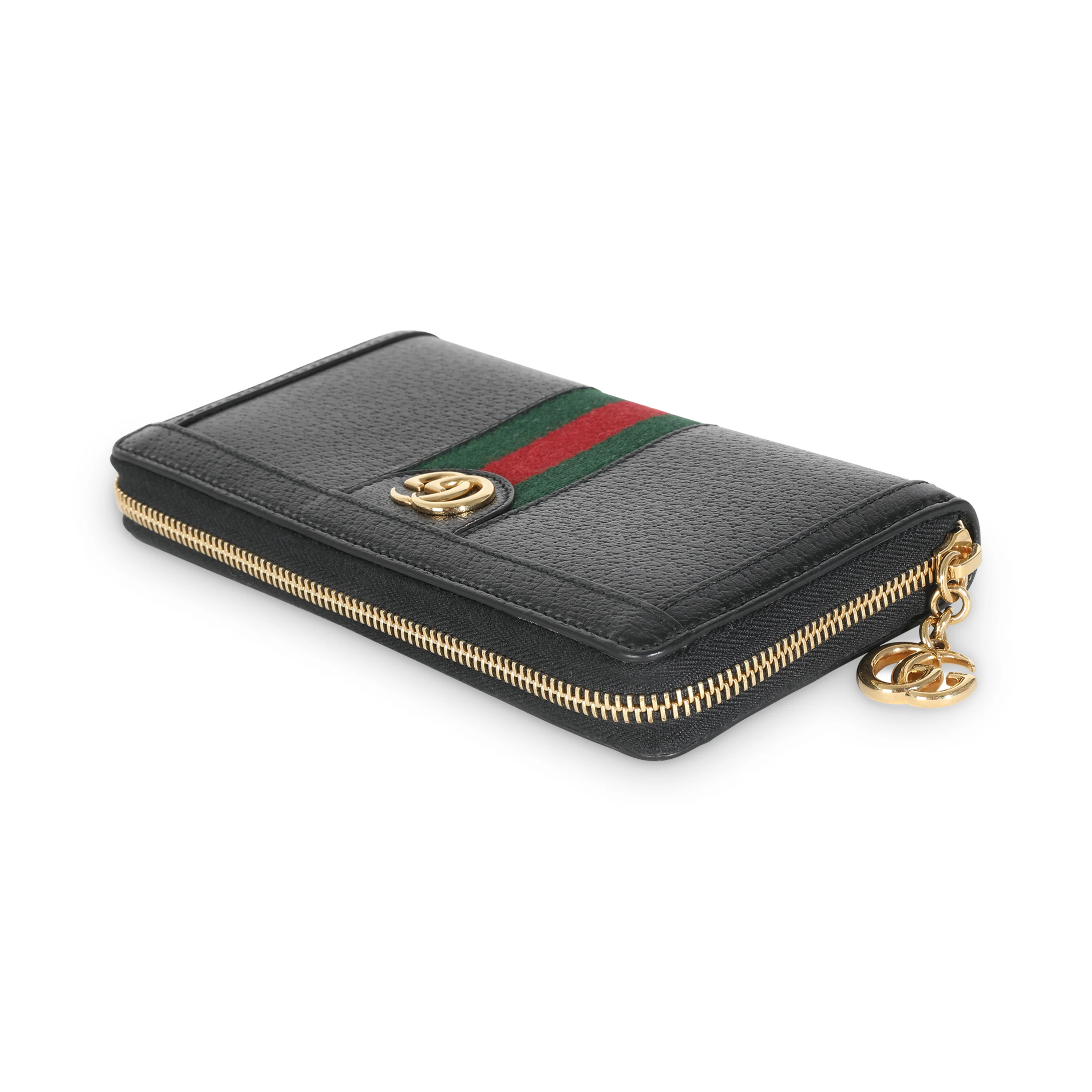 Black Calfskin Web Zip Around Ophidia Wallet - Image 6