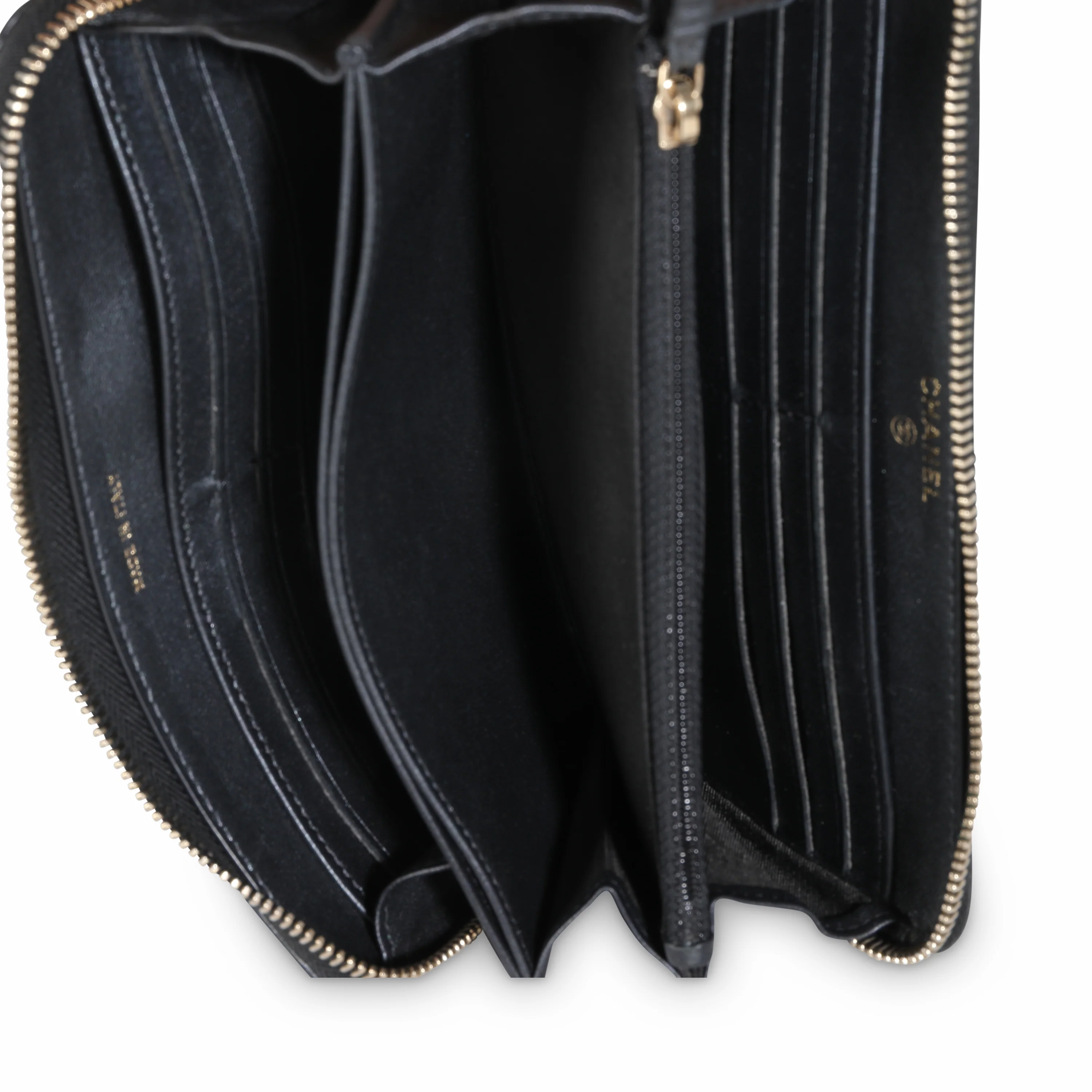 Gunmetal Metallic Quilted Lambskin Zip Around Wallet - Image 9