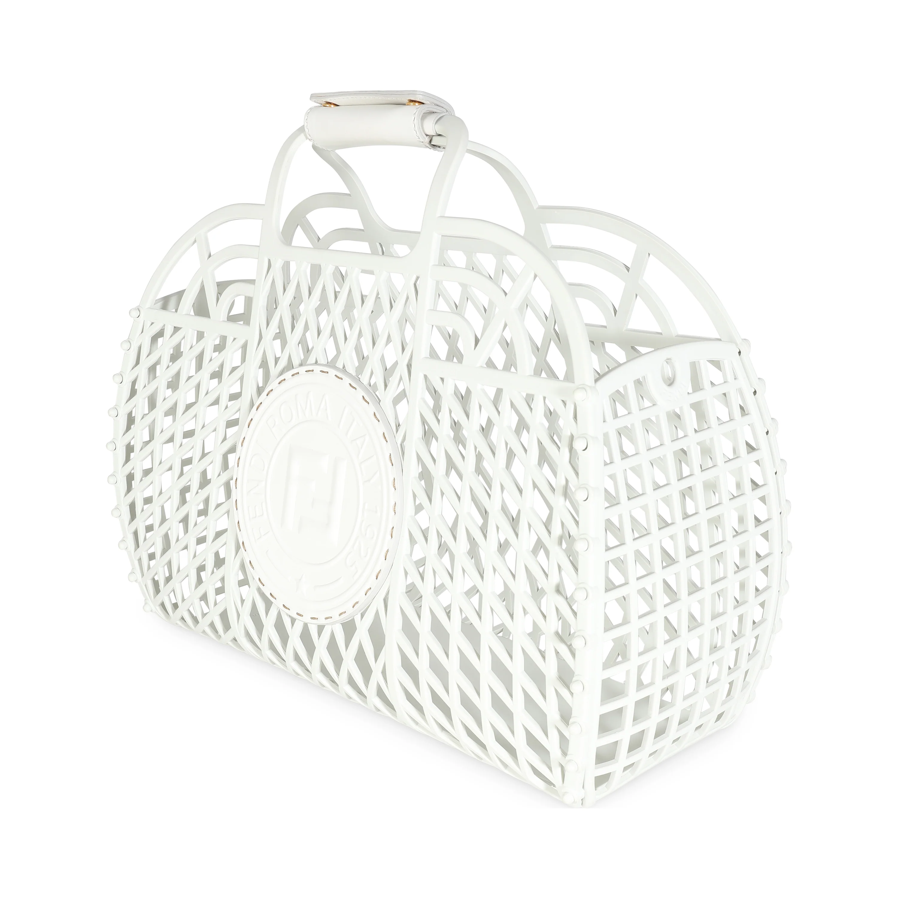 White Recycled Plastic Vitello Liberty Matte Medium Fendi Basket - Image 2