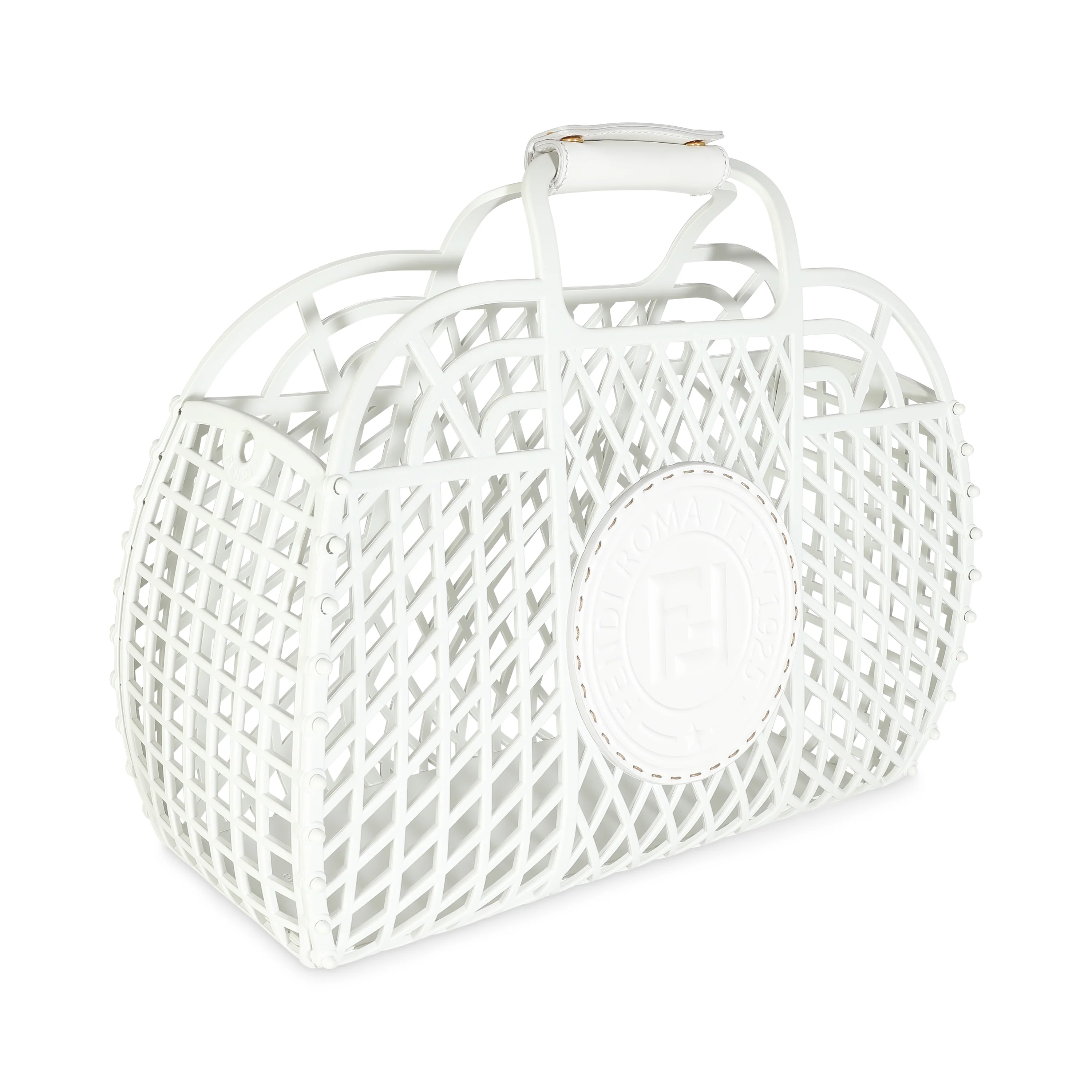 White Recycled Plastic Vitello Liberty Matte Medium Fendi Basket - Image 3