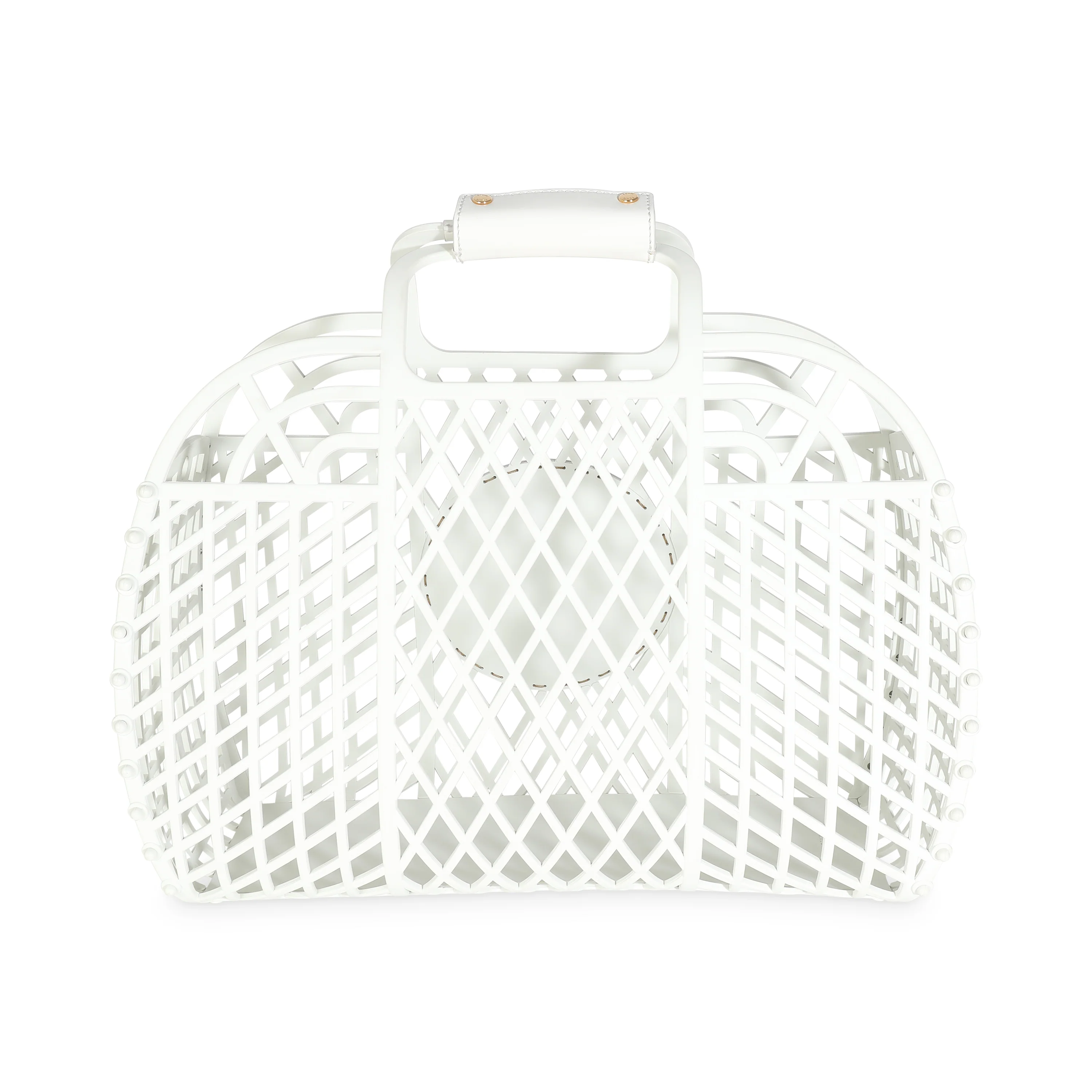 White Recycled Plastic Vitello Liberty Matte Medium Fendi Basket - Image 4