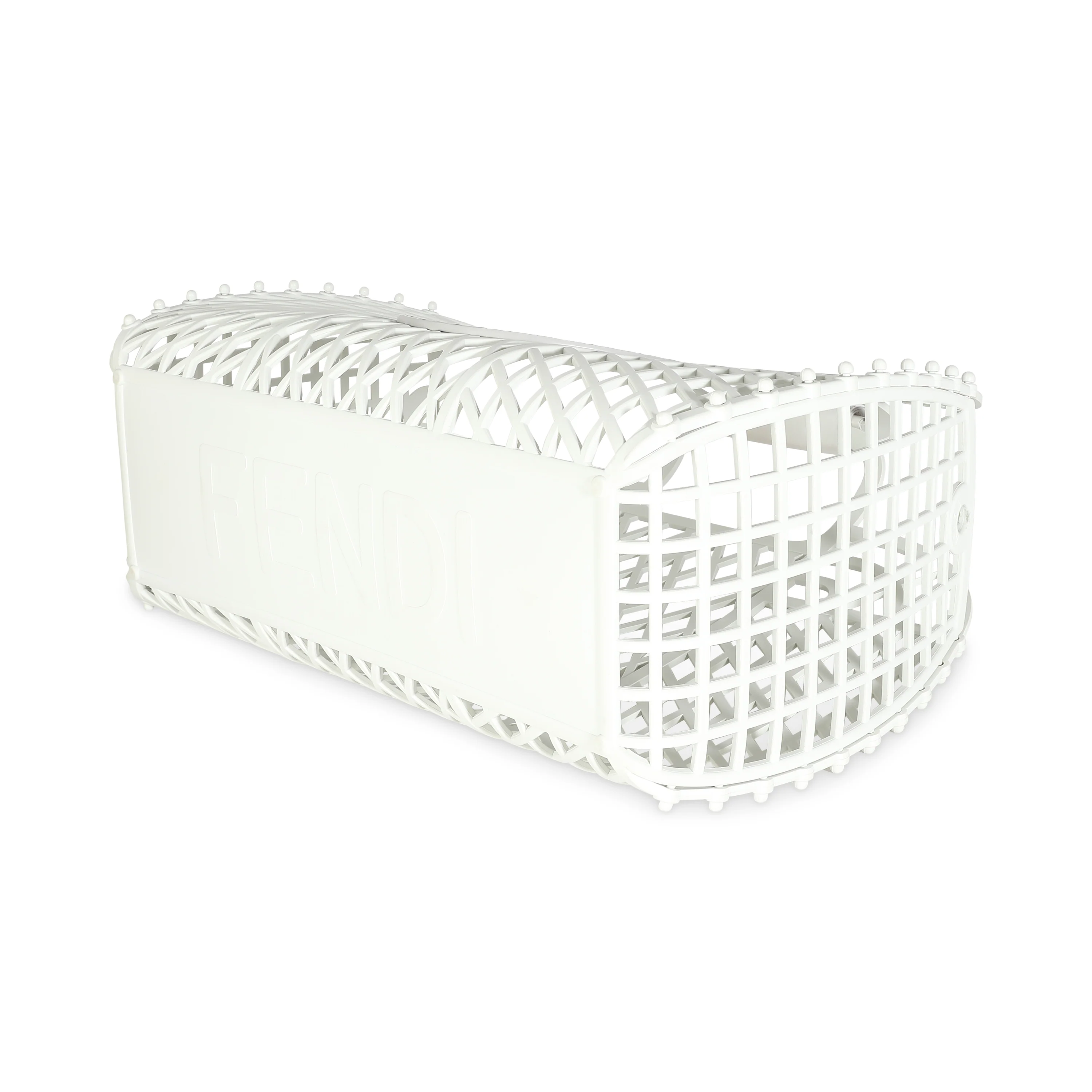 White Recycled Plastic Vitello Liberty Matte Medium Fendi Basket - Image 7