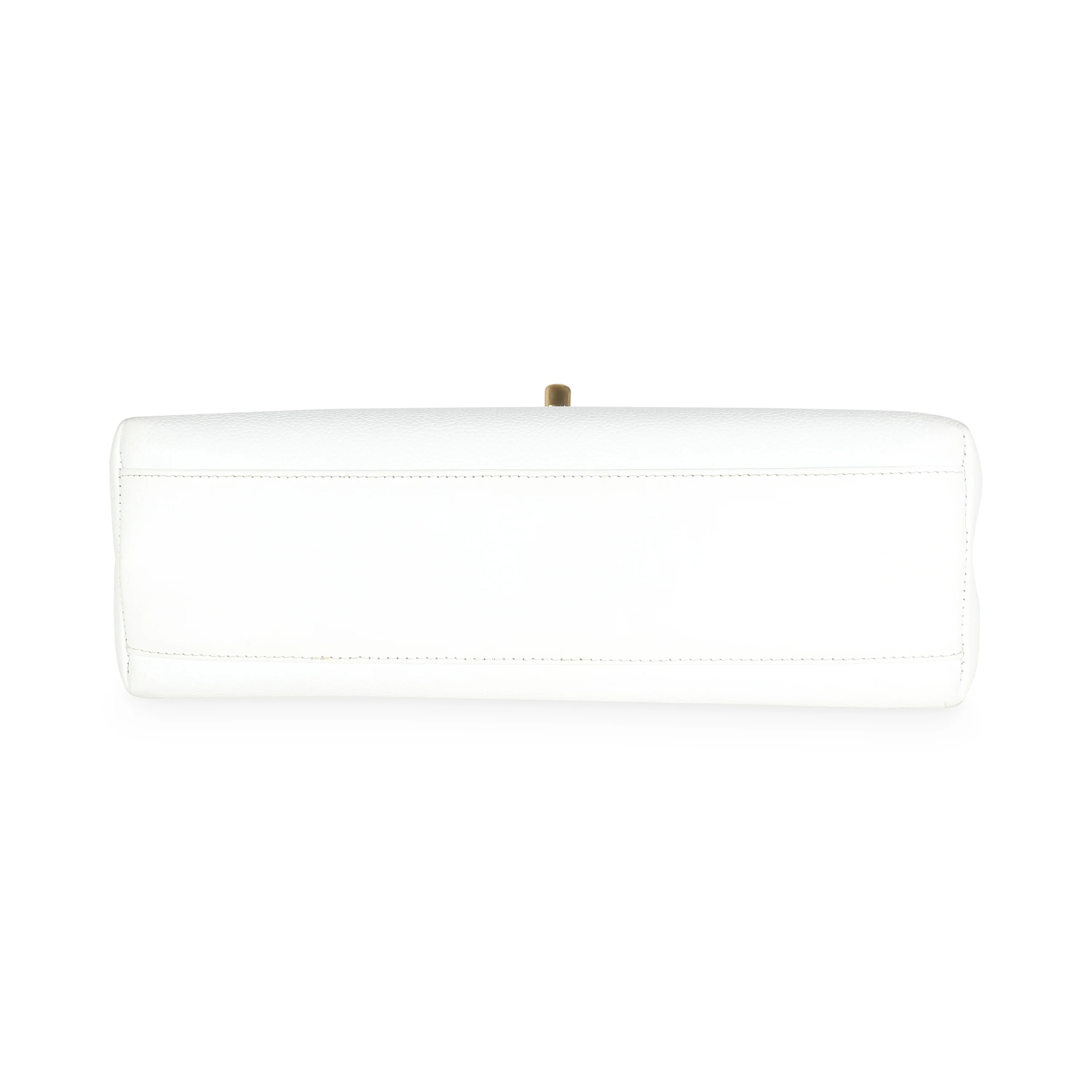 24K White Caviar Trapezoid Flap Bag - Image 5