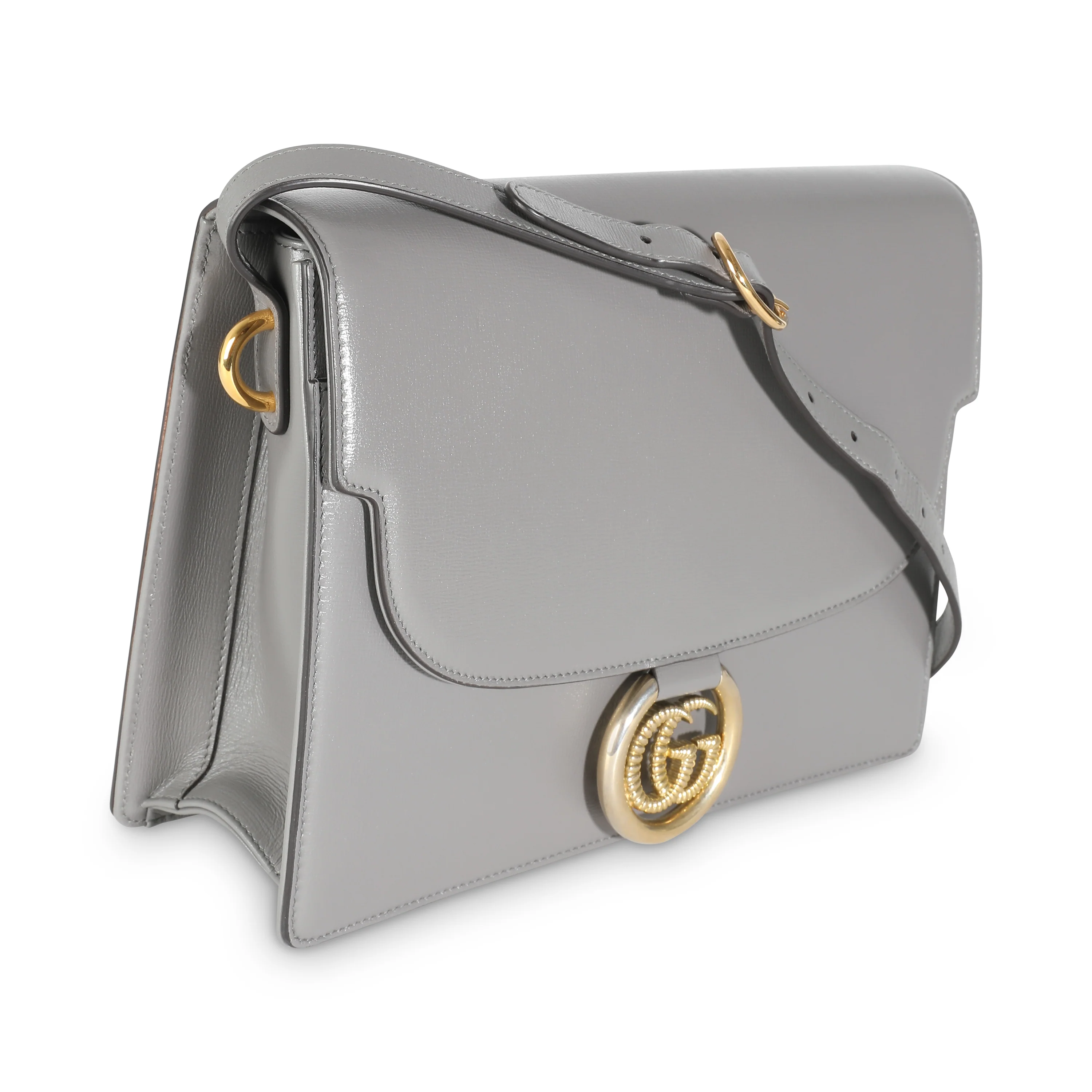 Grey Textured Calfskin Medium Torchon GG Ring Shoulder Bag - Image 3