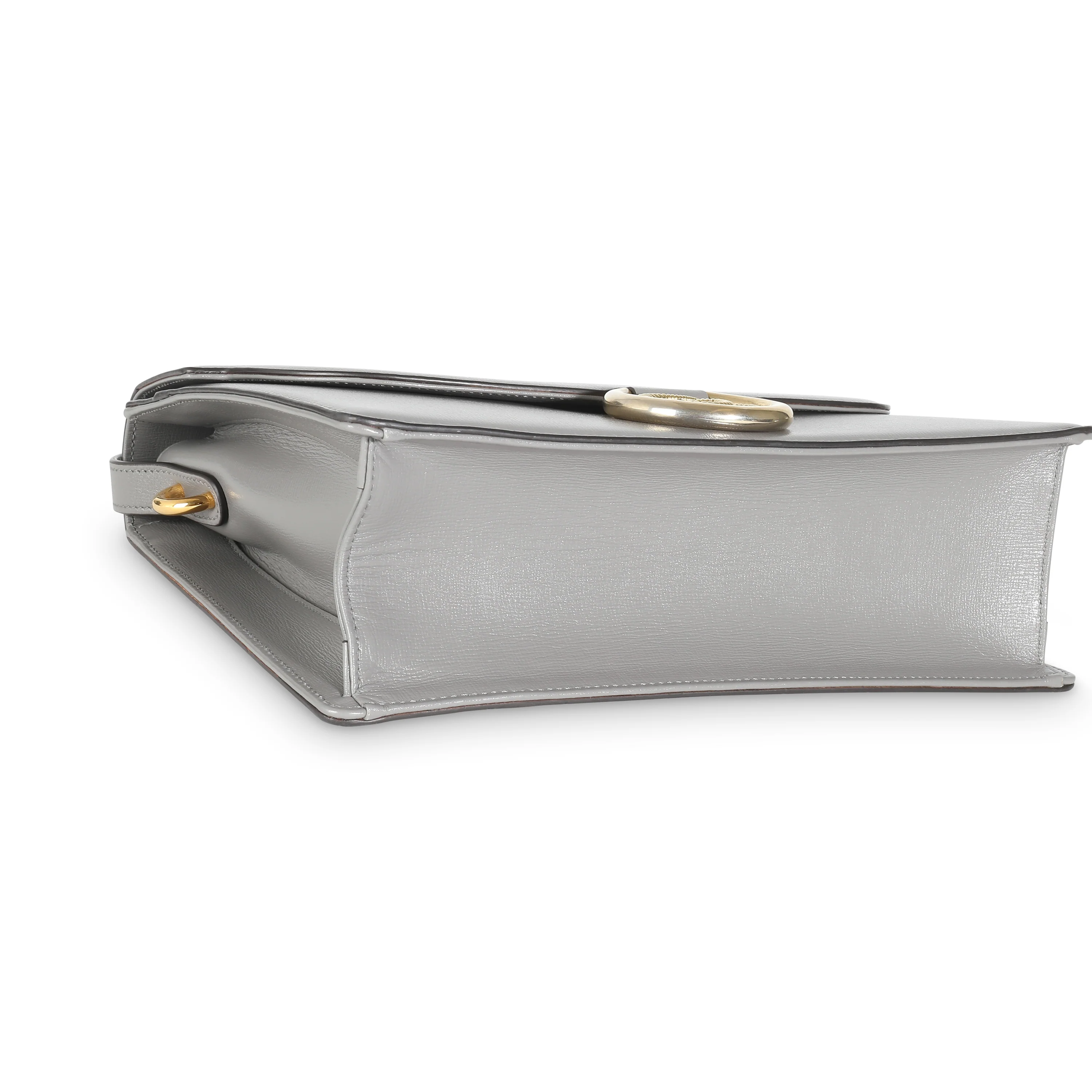 Grey Textured Calfskin Medium Torchon GG Ring Shoulder Bag - Image 7