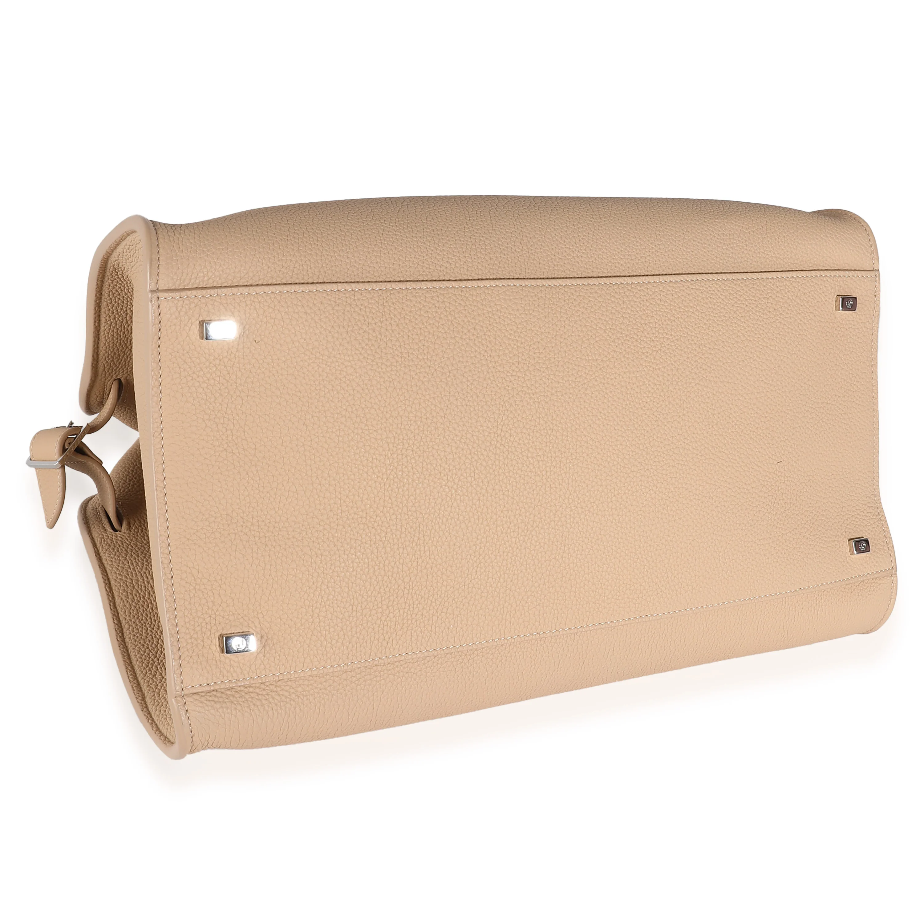Dark Taupe Matte Grained Calfskin Soft Margaux 15 Bag - Image 6