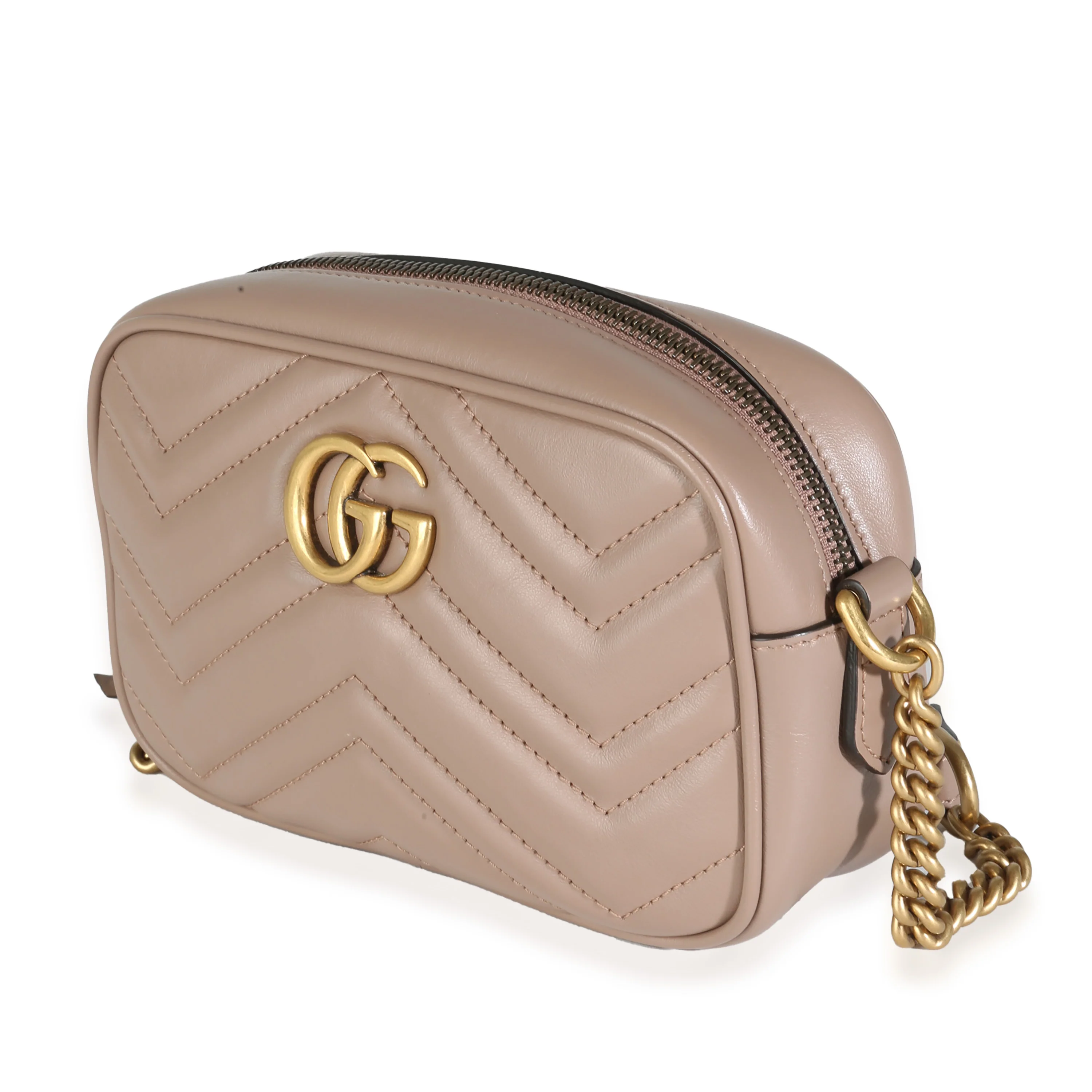 Beige Matelasse Calfskin Small GG Marmont Shoulder Bag - Image 2