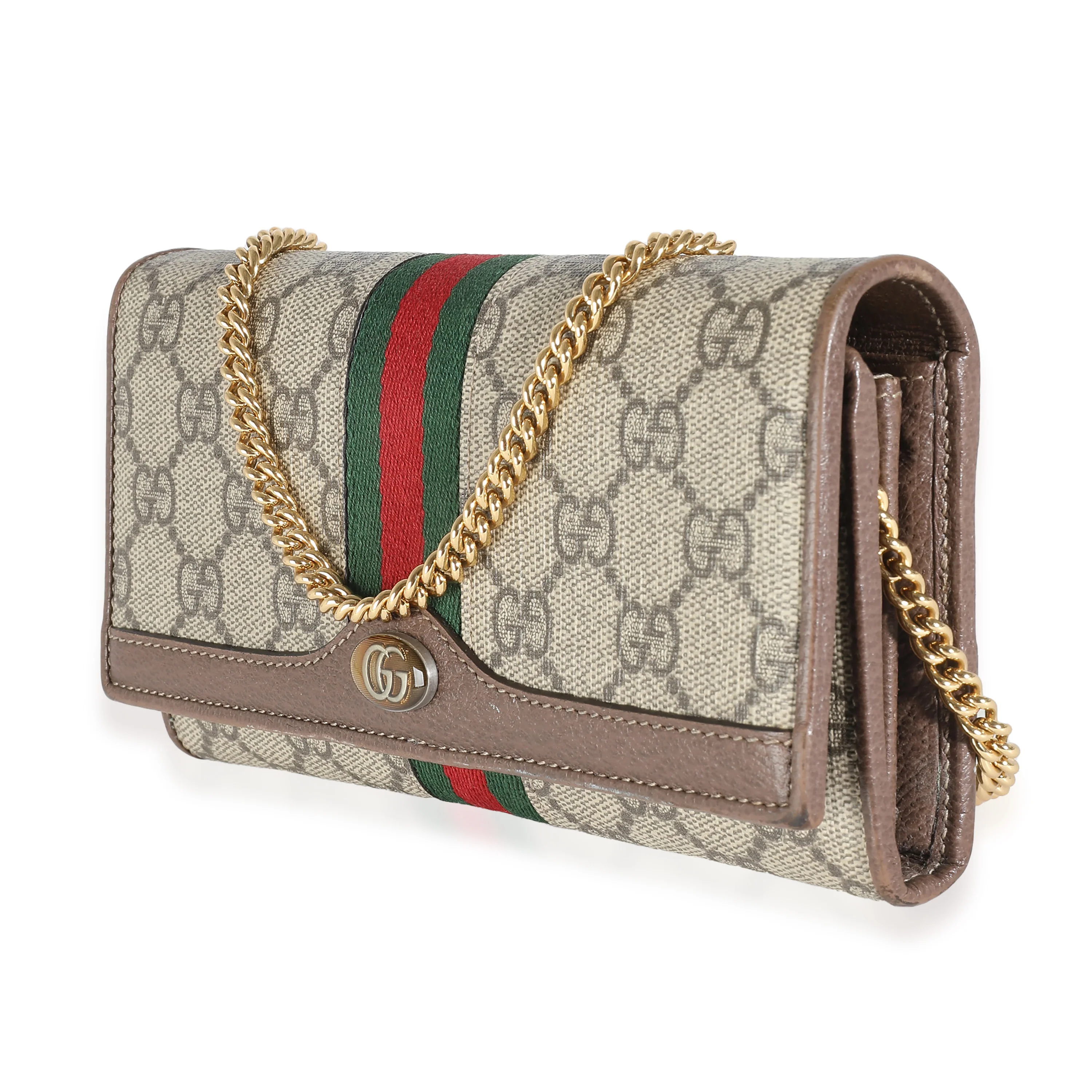 Beige Ebony GG Supreme Web Ophidia Chain Wallet - Image 2