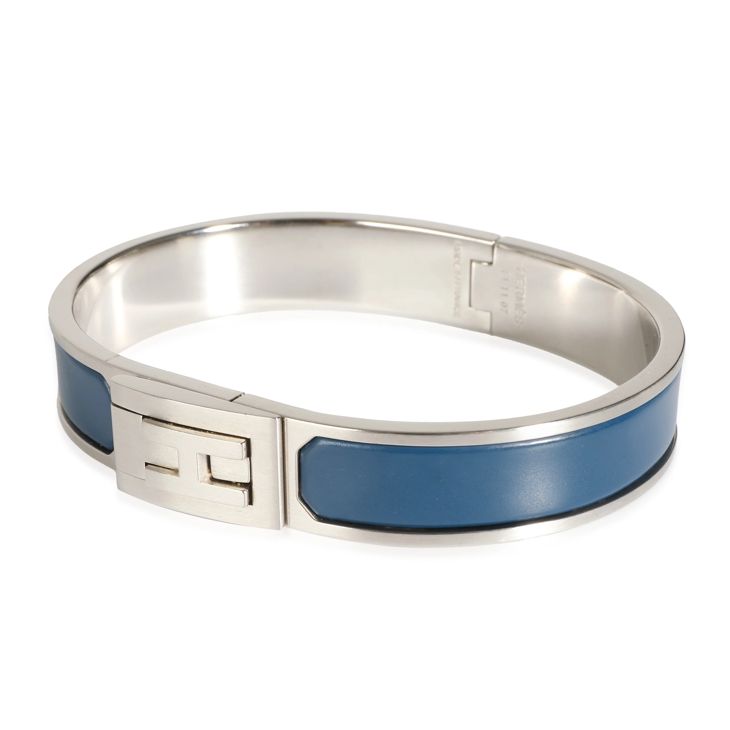 Hermes Matte Jet Bracelet In Bleu Biarritz Palladium Plated - Image 2
