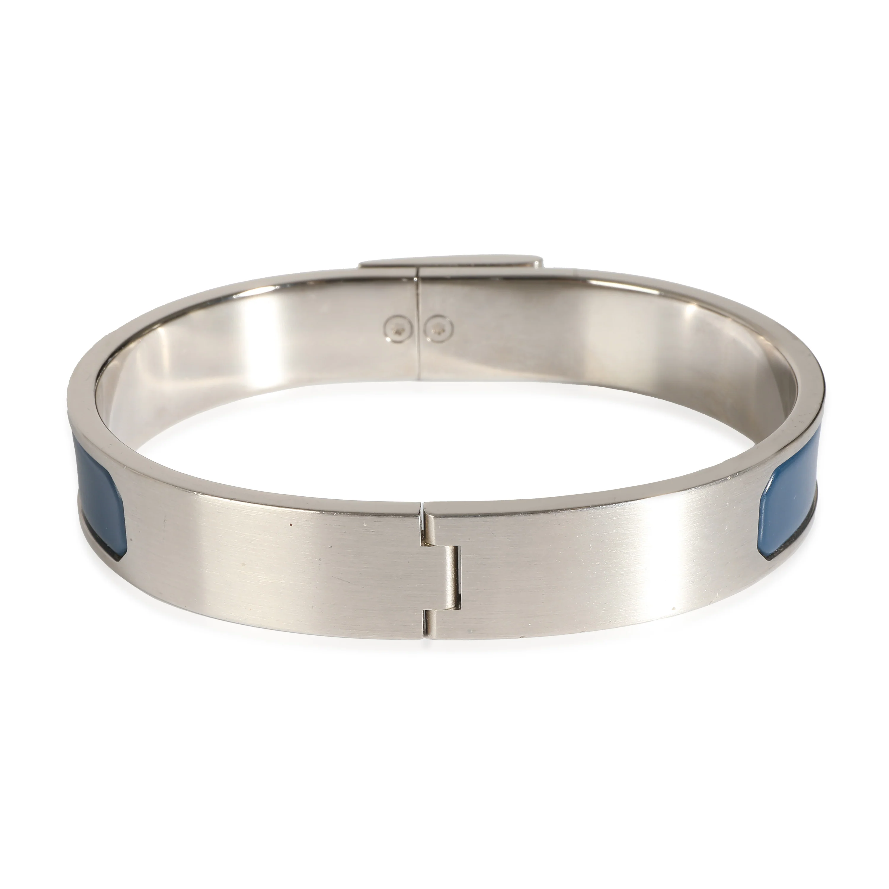 Hermes Matte Jet Bracelet In Bleu Biarritz Palladium Plated - Image 4