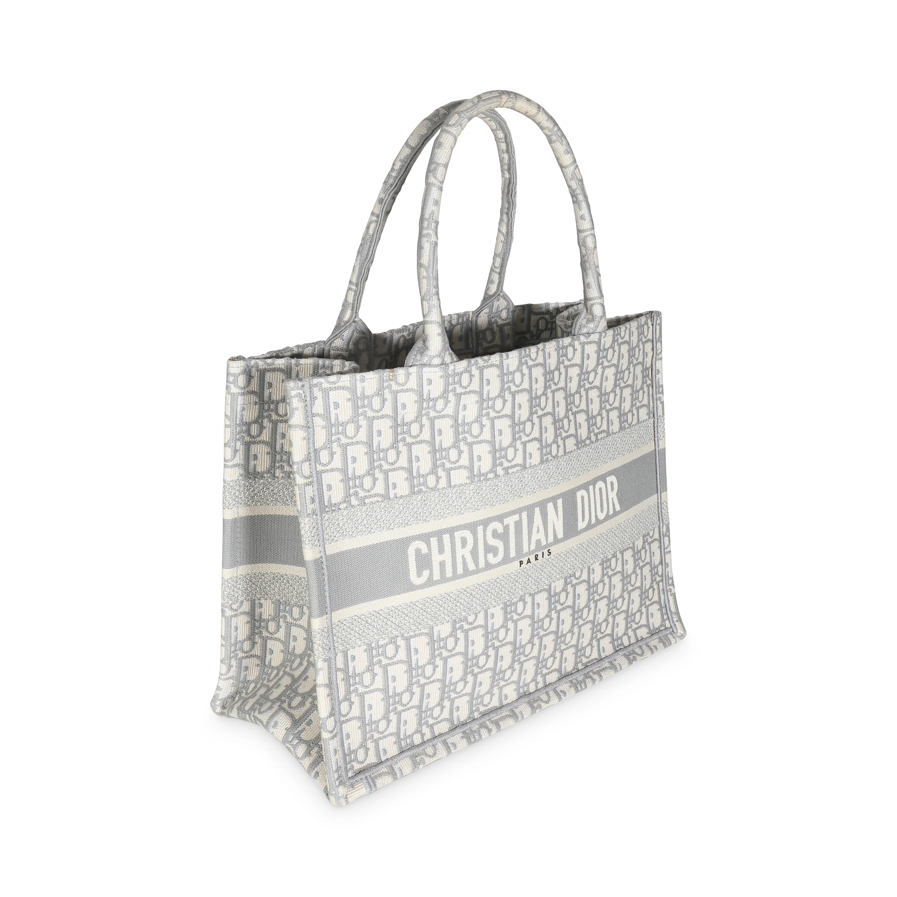 Grey Ecru Oblique Canvas Medium Book Tote - Image 3