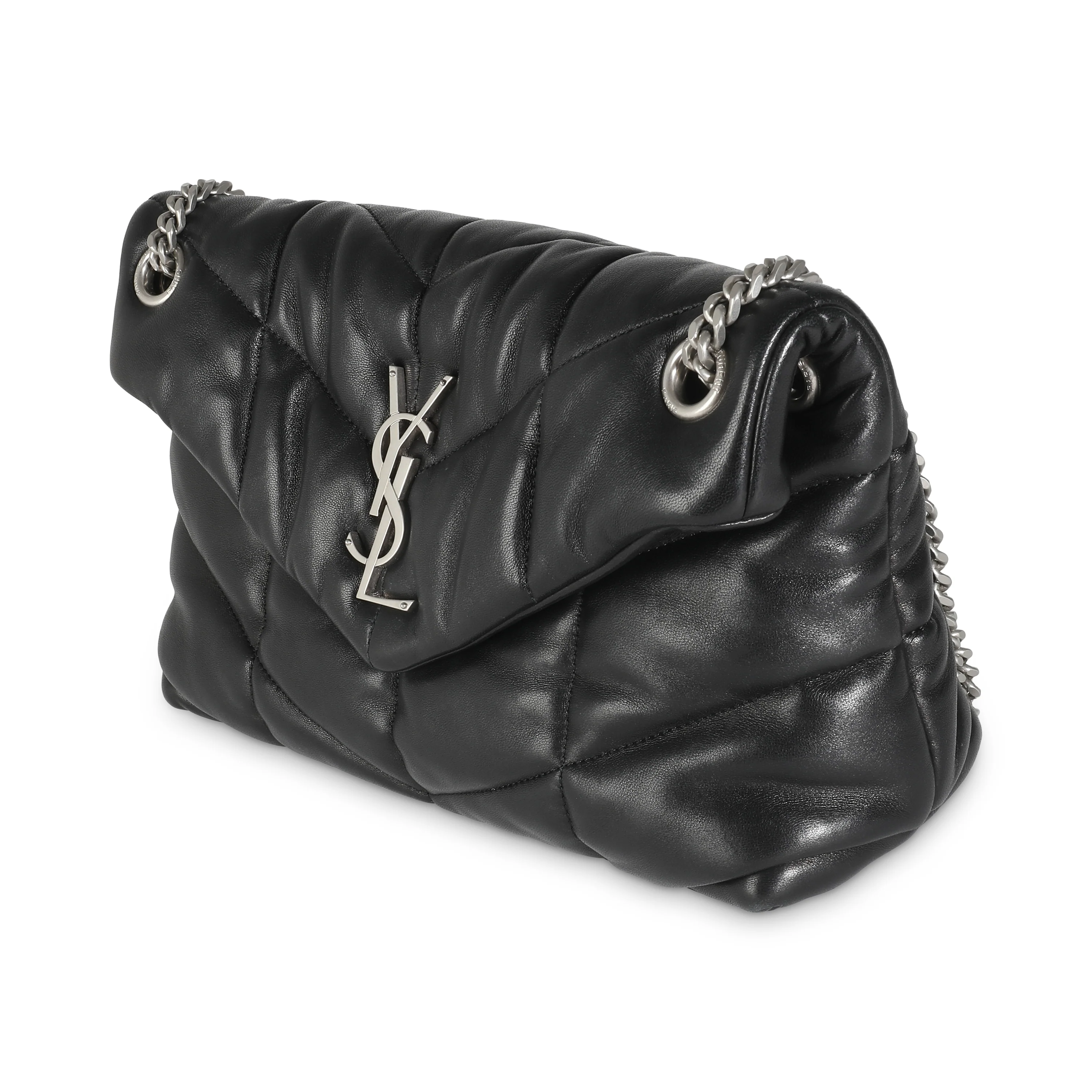 Black Quilted Lambskin Small Loulou Puffer - Image 2