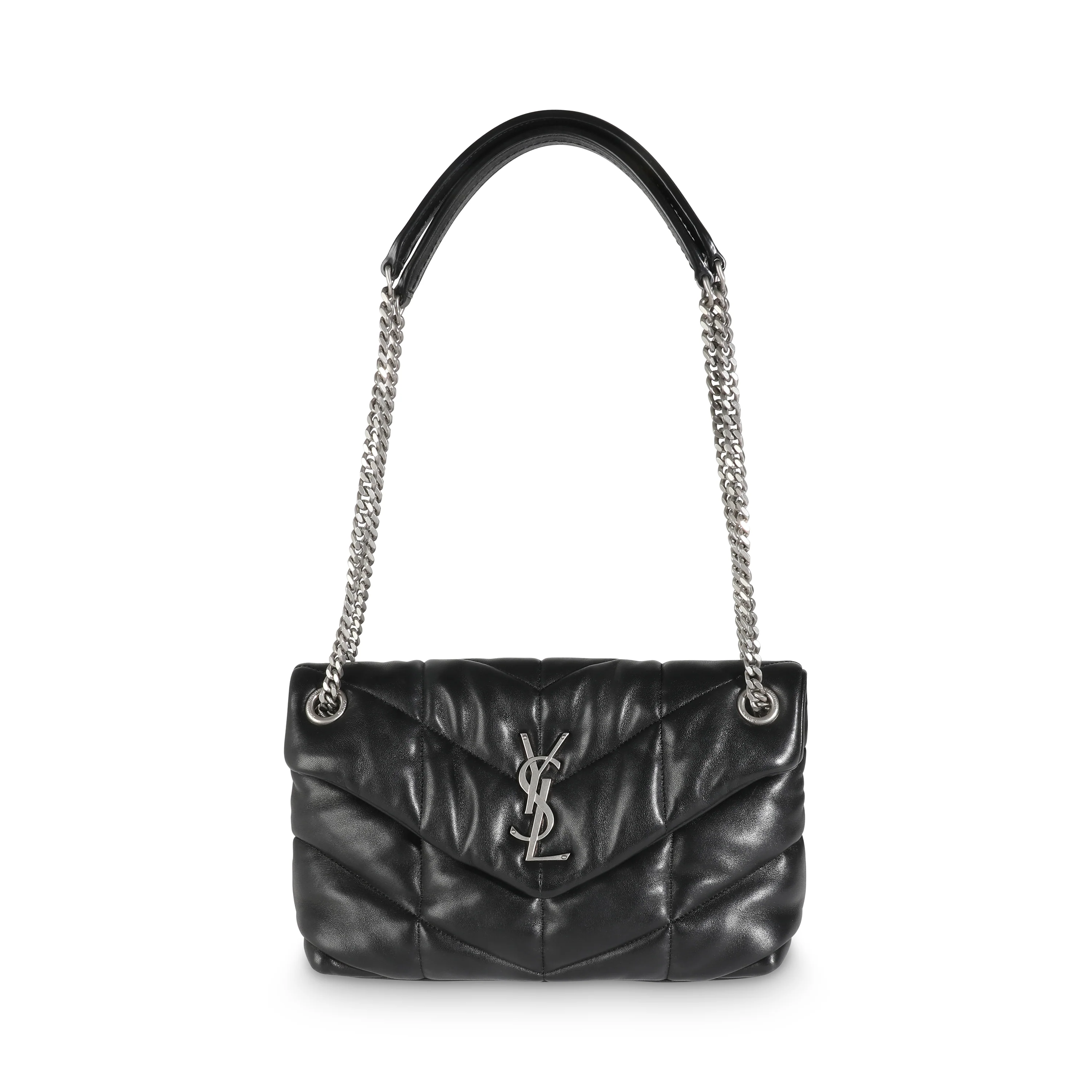 Black Quilted Lambskin Small Loulou Puffer - Image 8