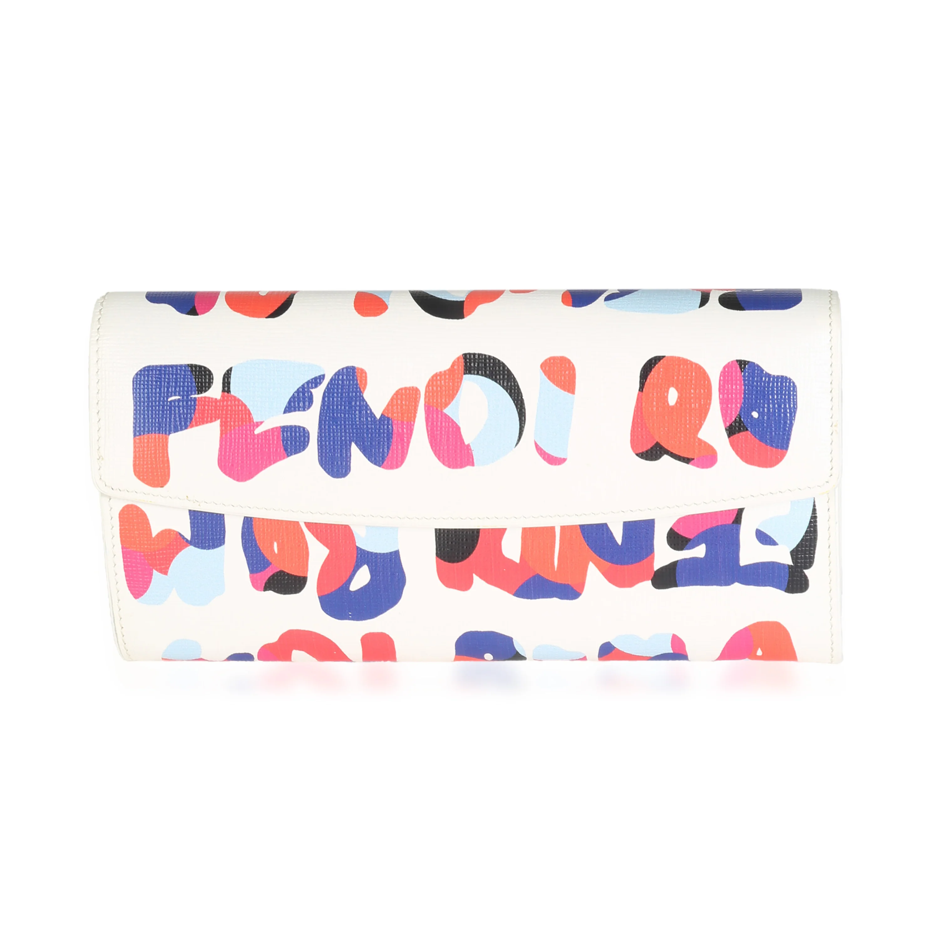 White Multicolor Vitello Elite Fendi Roma Graffiti Wallet