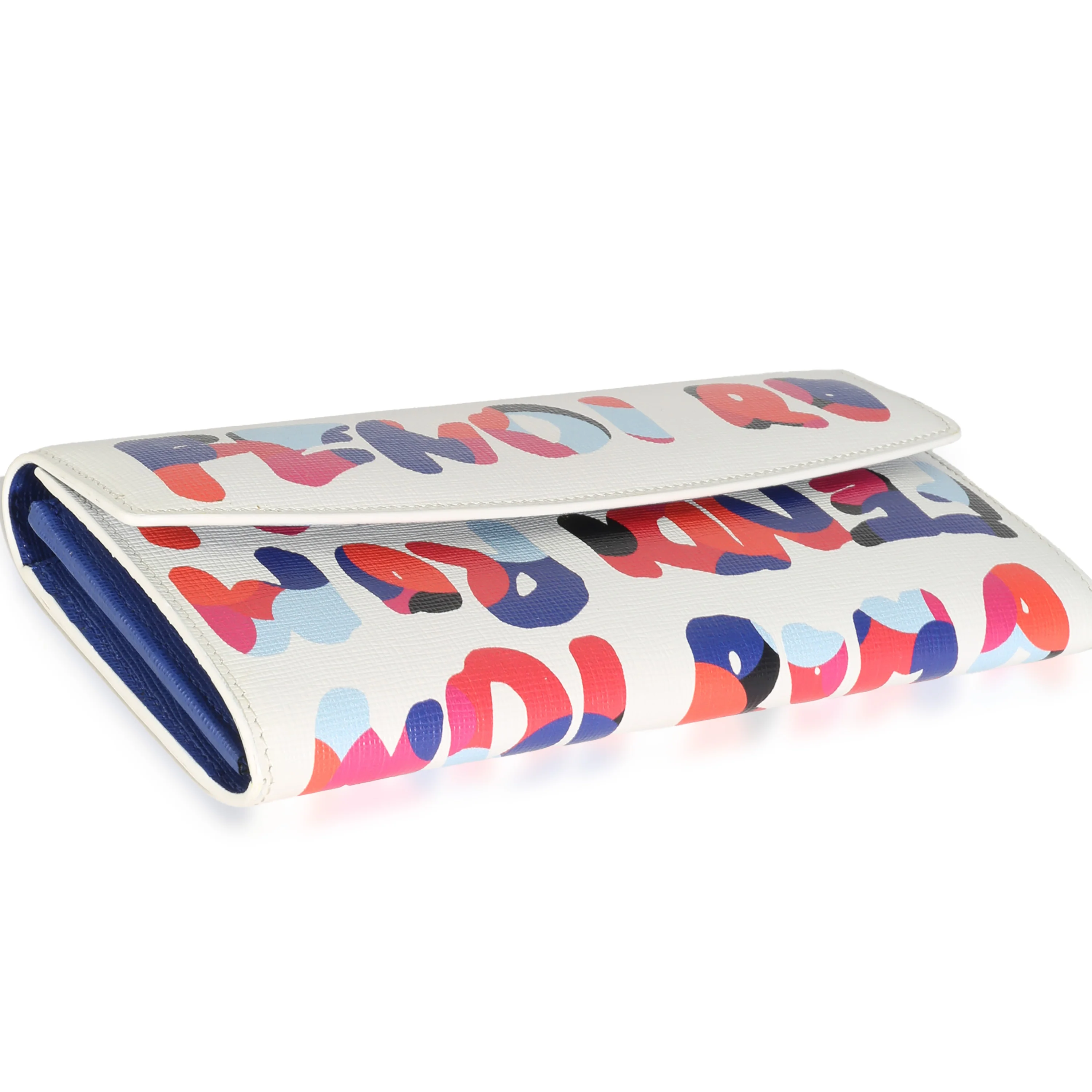 White Multicolor Vitello Elite Fendi Roma Graffiti Wallet - Image 6