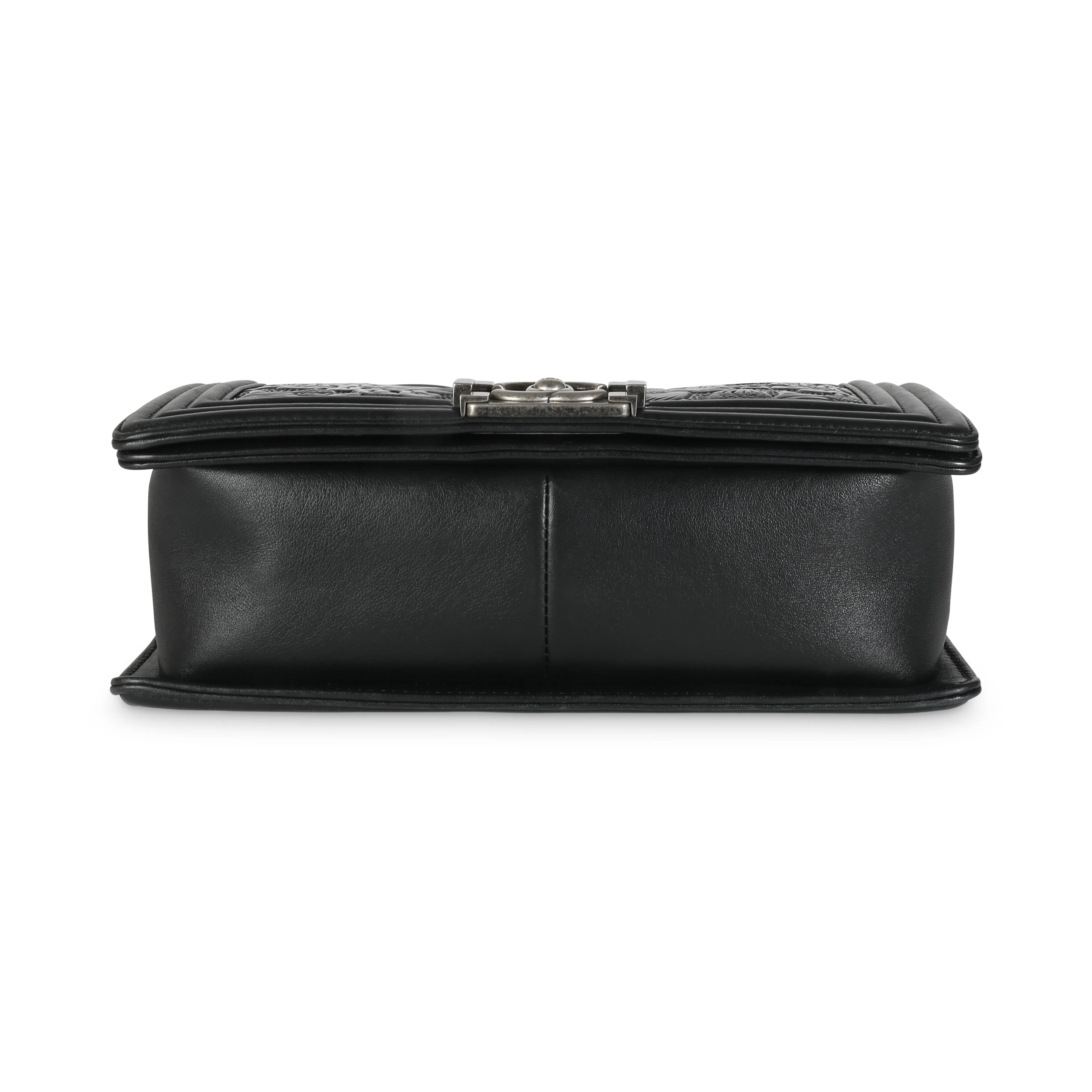 Black Metallic Silver Calfskin Cordoba Paris Dallas Medium Boy Bag - Image 5
