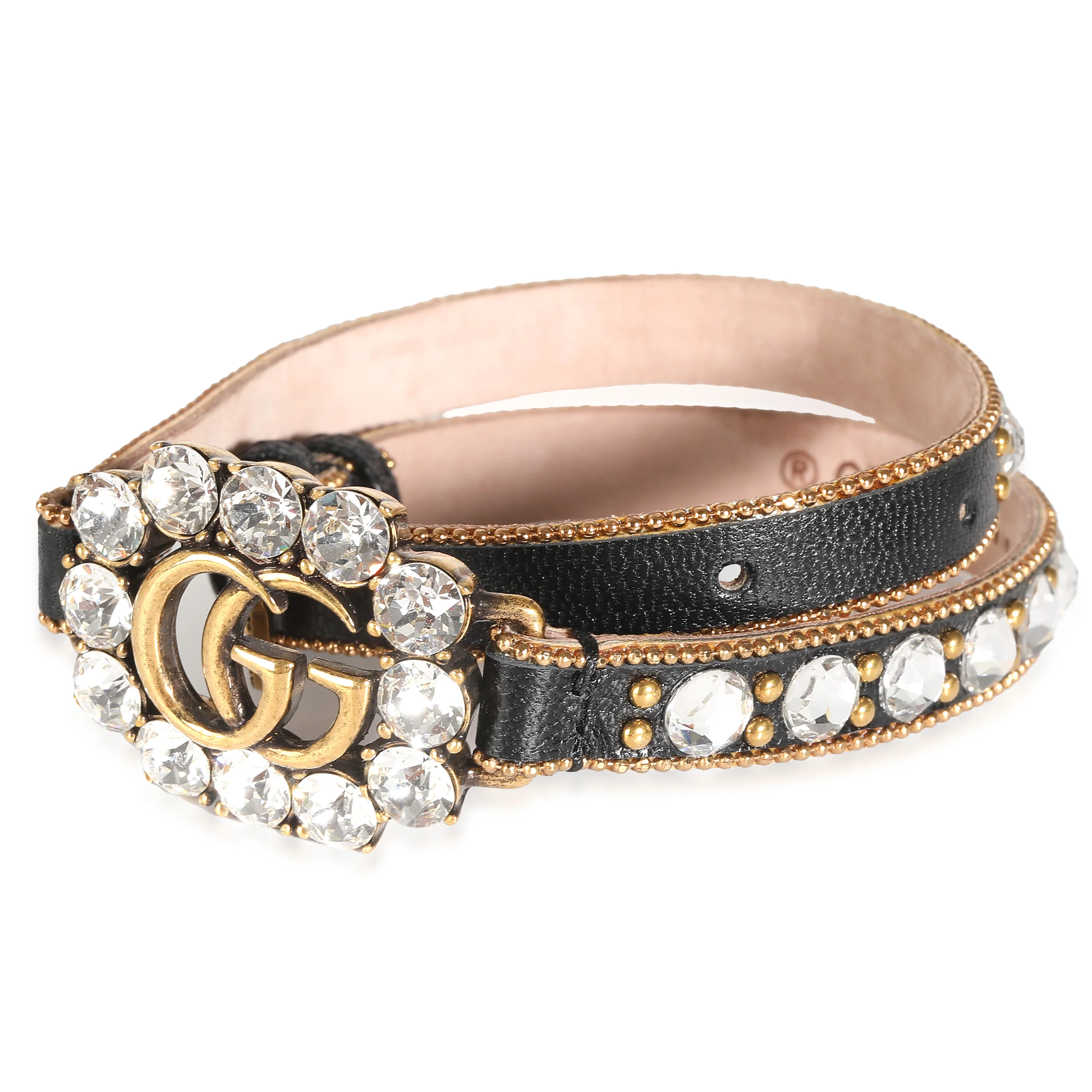 Leather Leather & Crystal GG Marmont Choker Gold Tone Necklace - Image 2