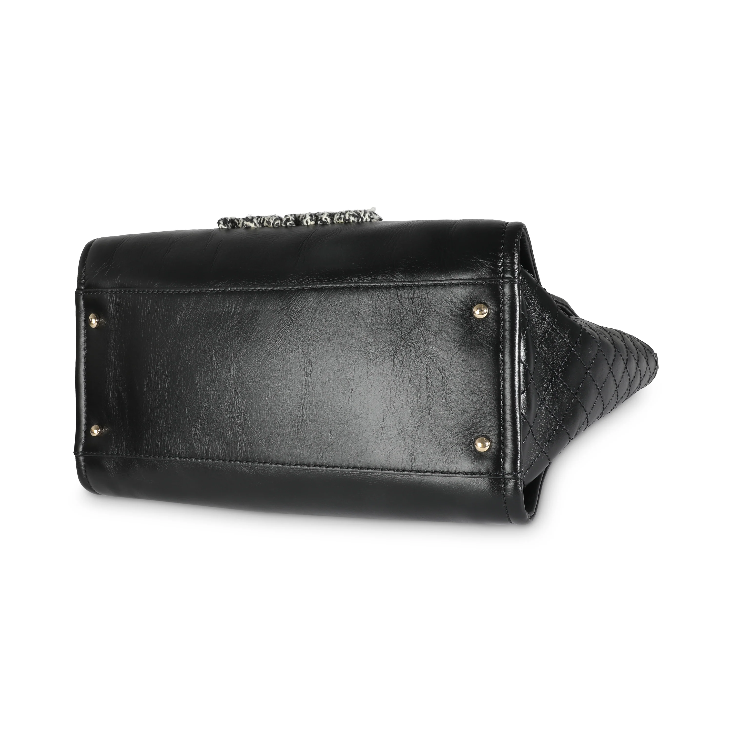 Black Glazed Calfskin Tweed Large Deauville Tote - Image 6