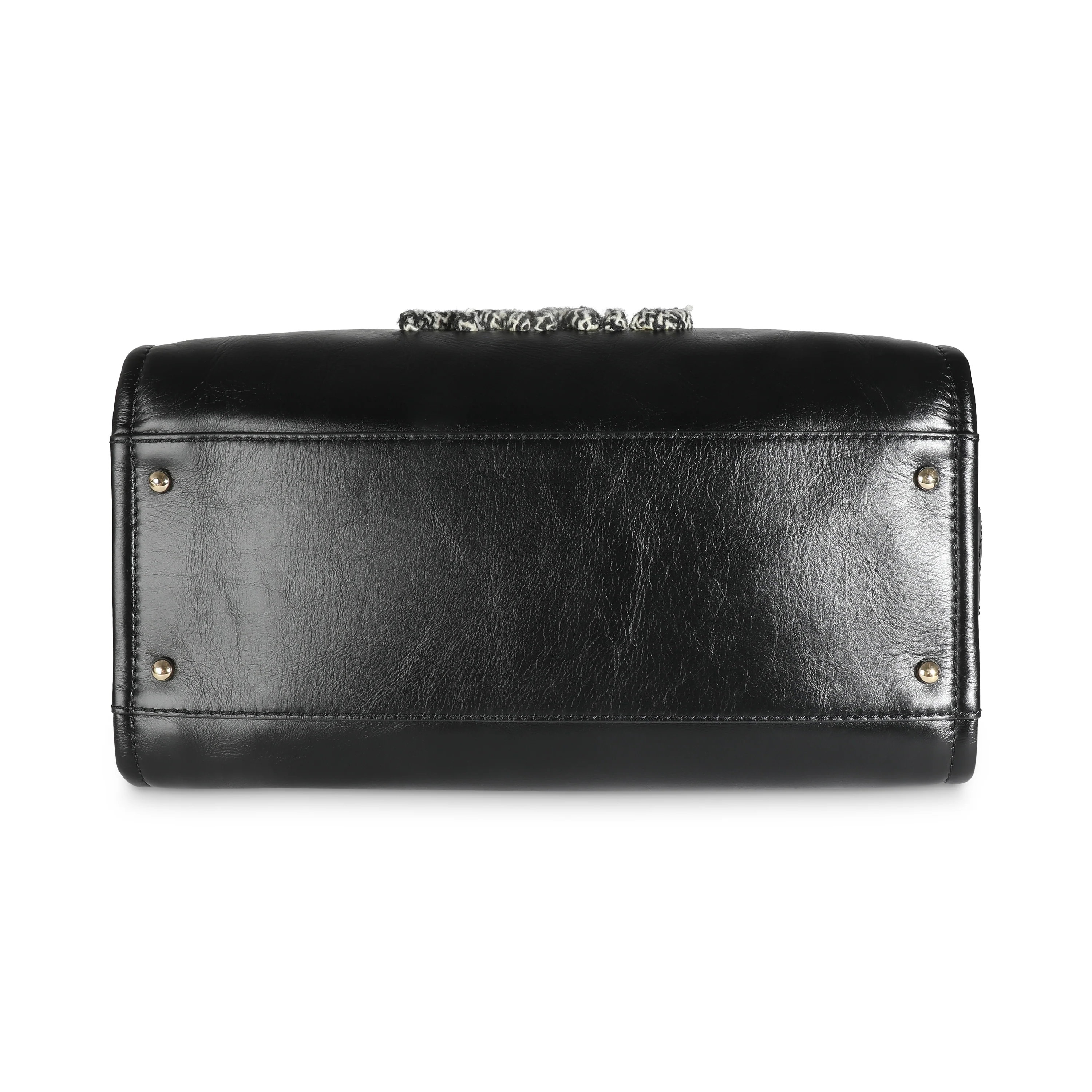 Black Glazed Calfskin Tweed Large Deauville Tote - Image 7