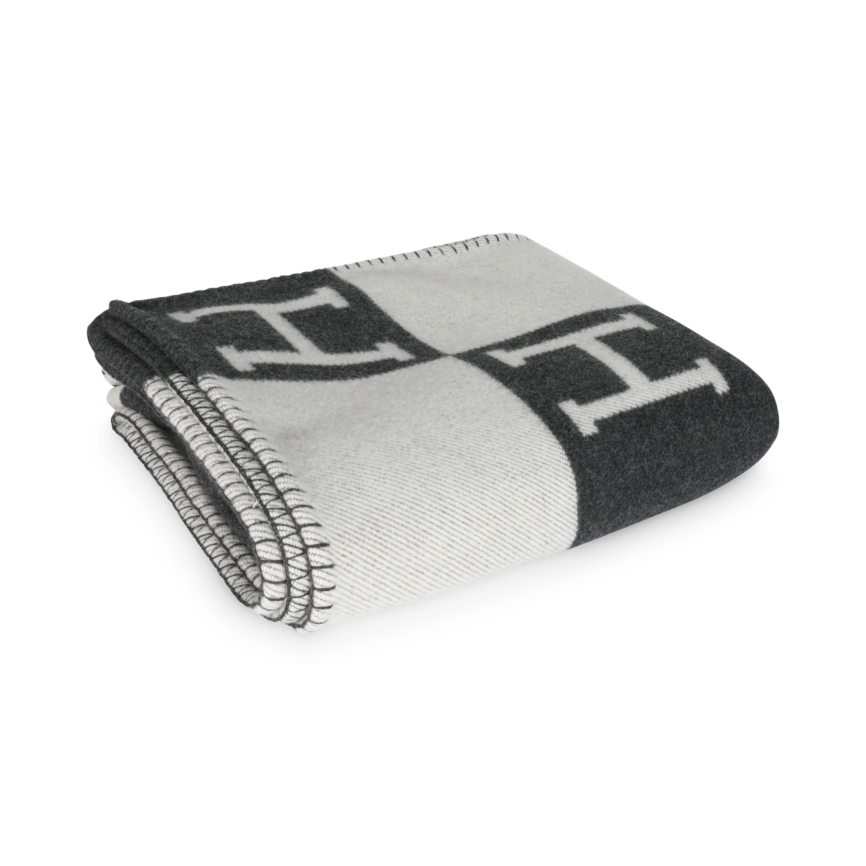 Ecru Gris Foncé Wool Cashmere Avalon Throw Blanket - Image 2