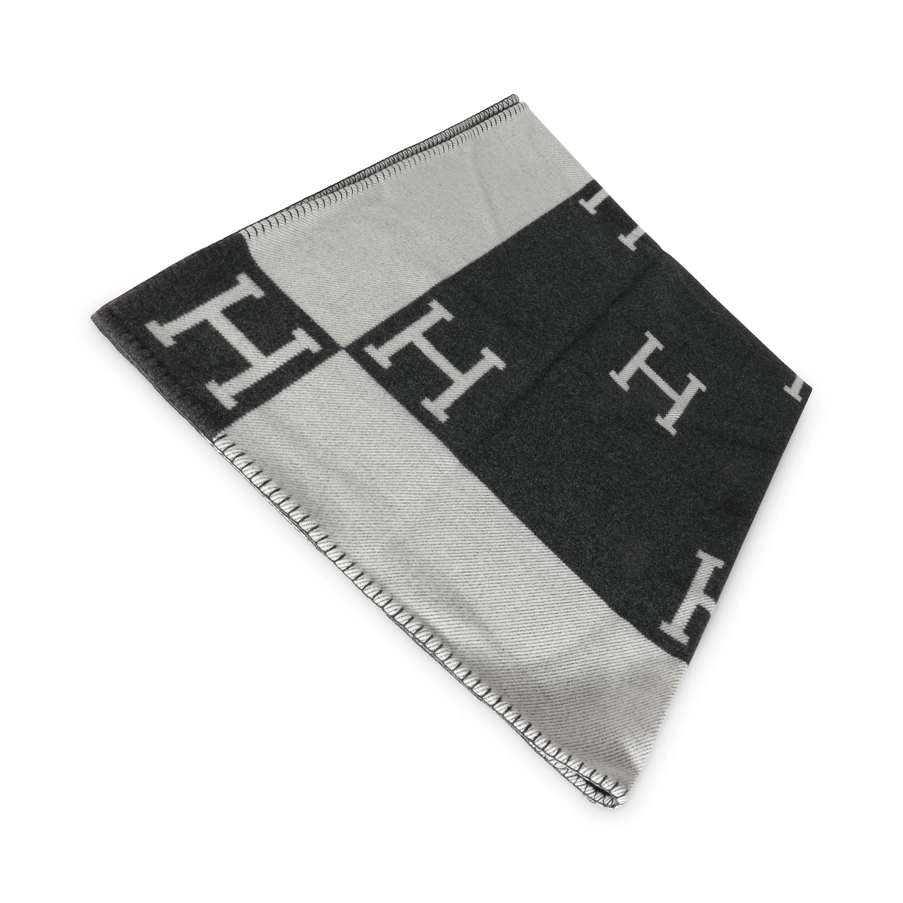 Ecru Gris Foncé Wool Cashmere Avalon Throw Blanket - Image 3