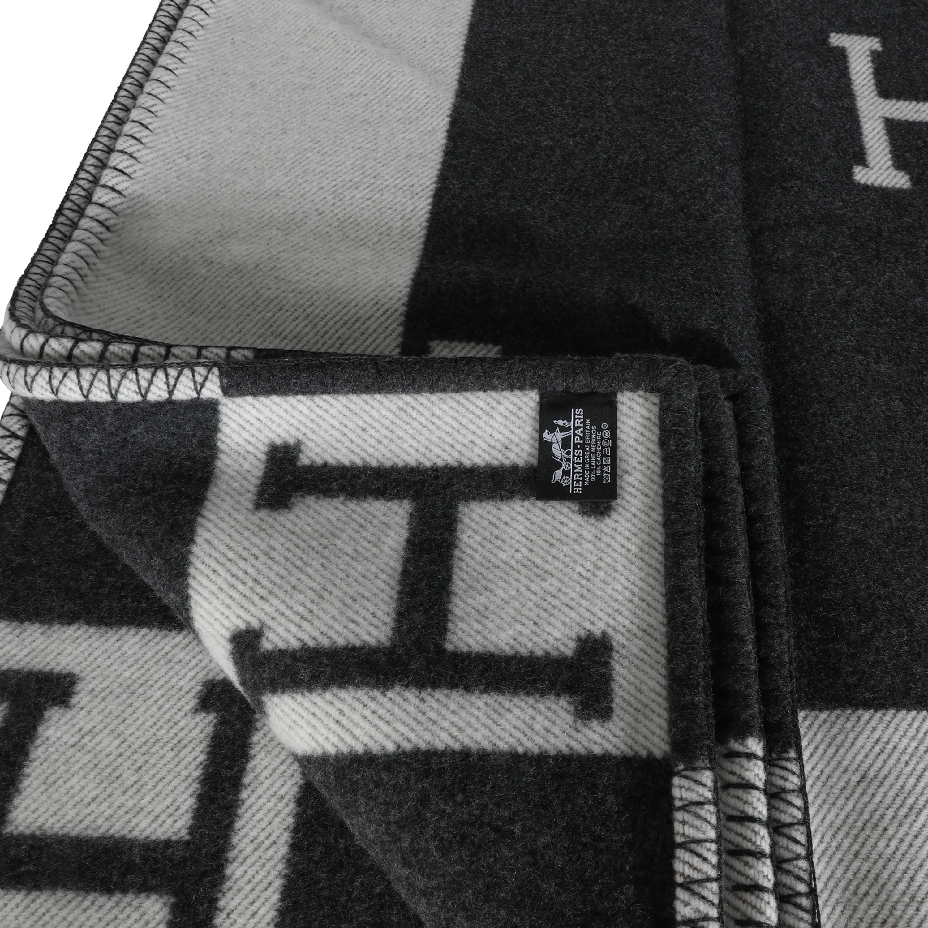 Ecru Gris Foncé Wool Cashmere Avalon Throw Blanket - Image 5