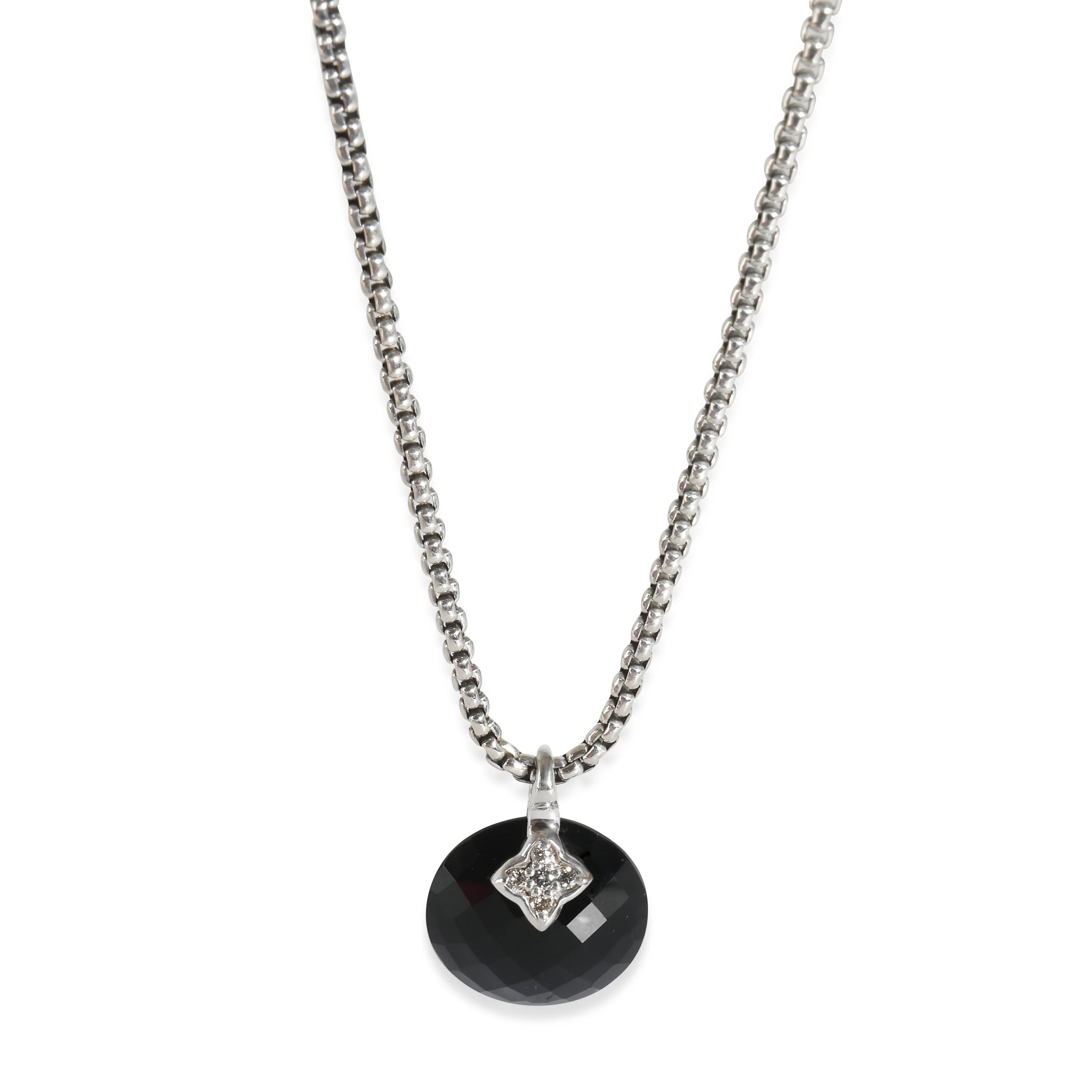 Capri Onyx Fashion Necklace in Sterling Silver 0.05 CTW