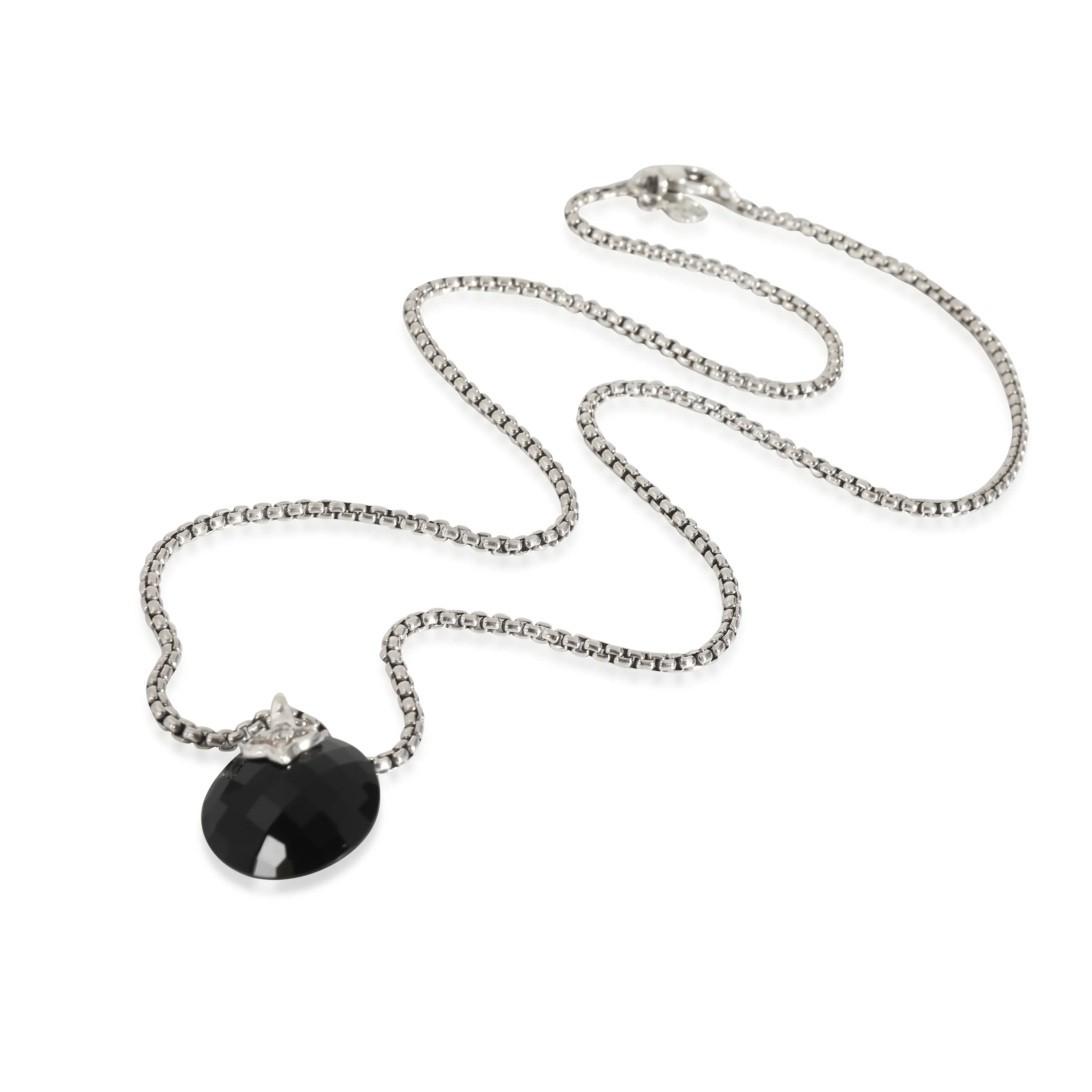 Capri Onyx Fashion Necklace in Sterling Silver 0.05 CTW - Image 2